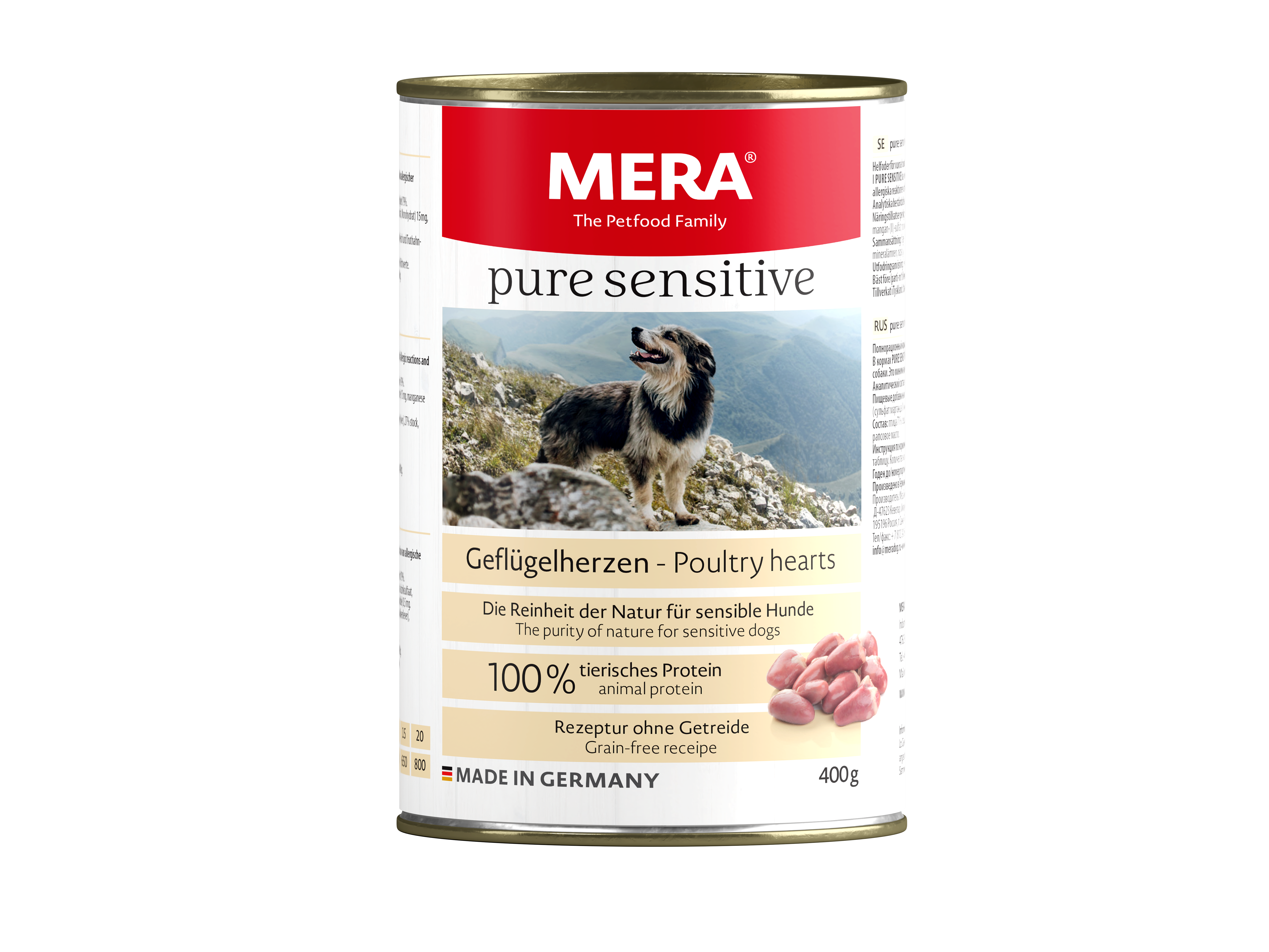 MERA Hunde-Nassfutter Pure Sensitive Meat Geflügelherzen 400 g