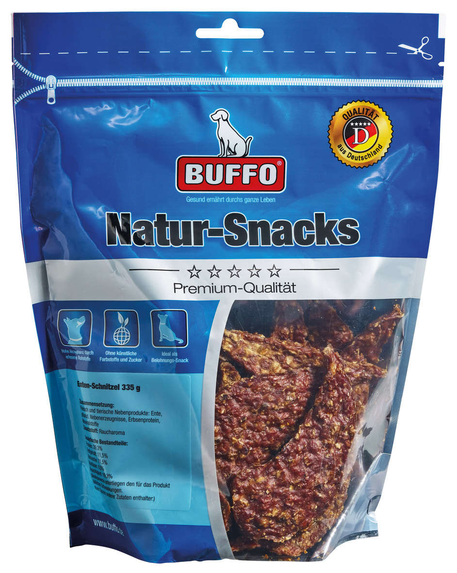 BUFFO Hundeleckerli Natur-Snacks Enten-Schnitzel