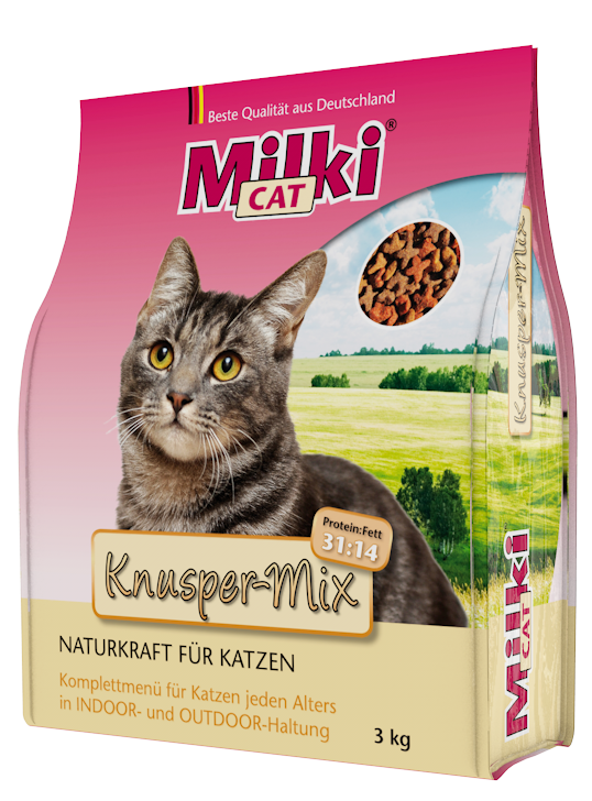 Milki Cat Knusper Mix Katzentrockenfutter 10 Kg | 31% Protein, Ausgewogenes Komplettmenü