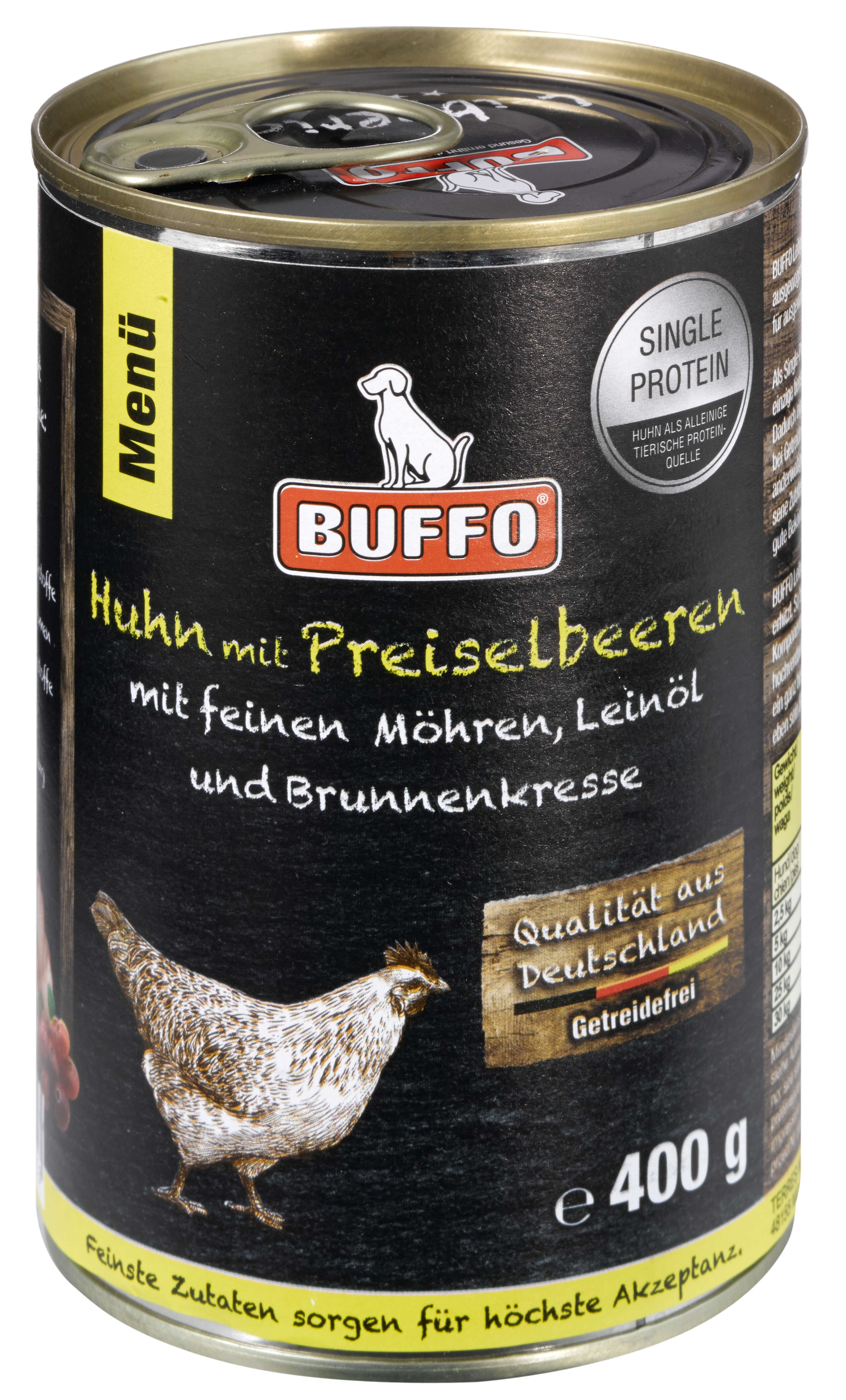 BUFFO Hunde-Nassfutter Leibgericht Huhn & Preiselbeeren