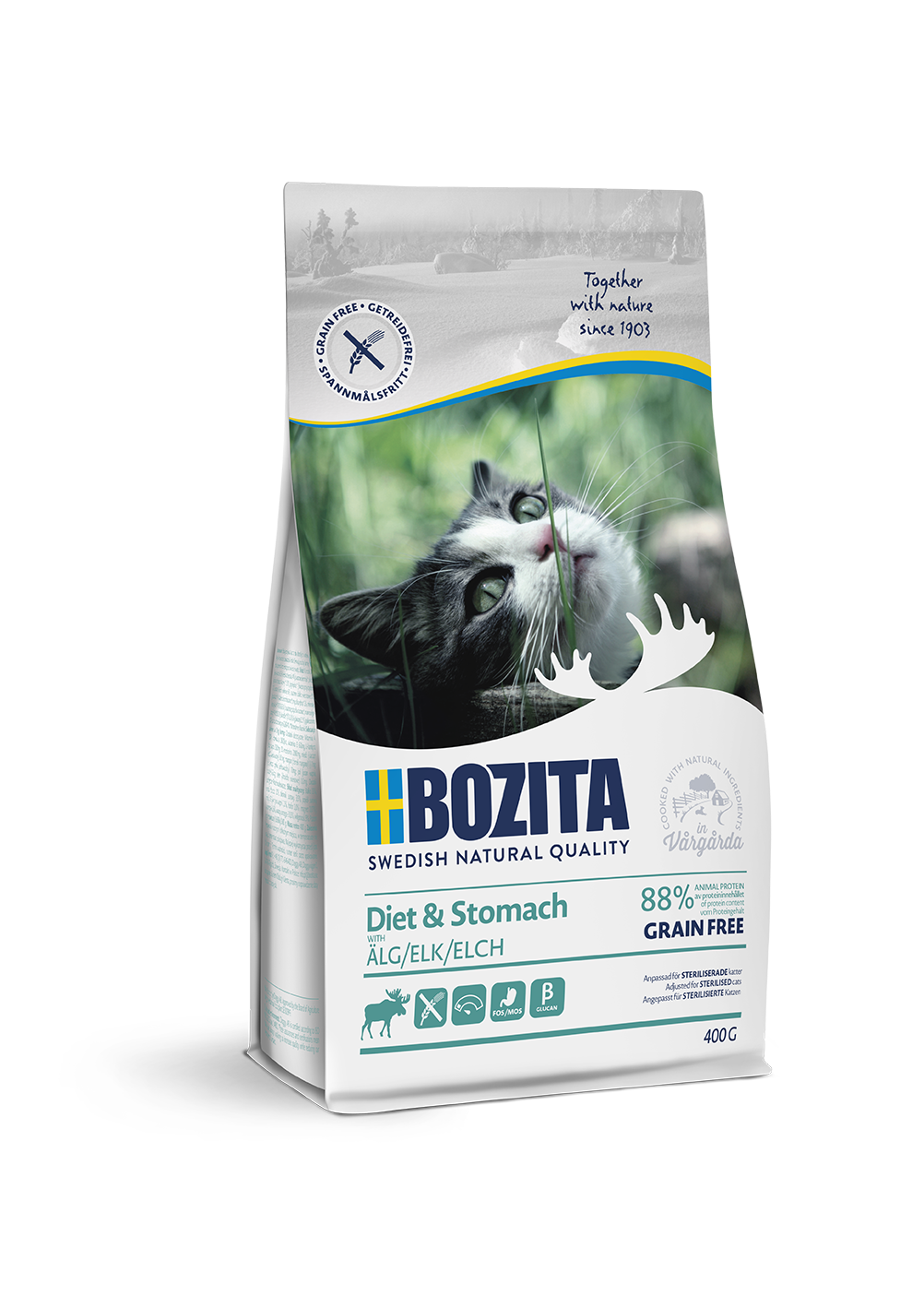 BOZITA Katzen-Trockenfutter Diet & Stomach Grain free Elk