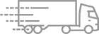 Graue Illustration eines Trucks in Bewegung, symbolisiert Hausspedition Versand.