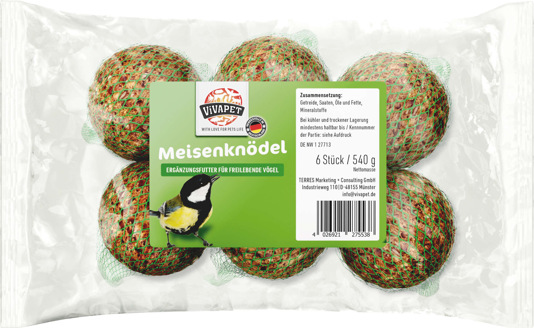 ViVAPET Wildvogelfutter Meisenknödel mit Netz