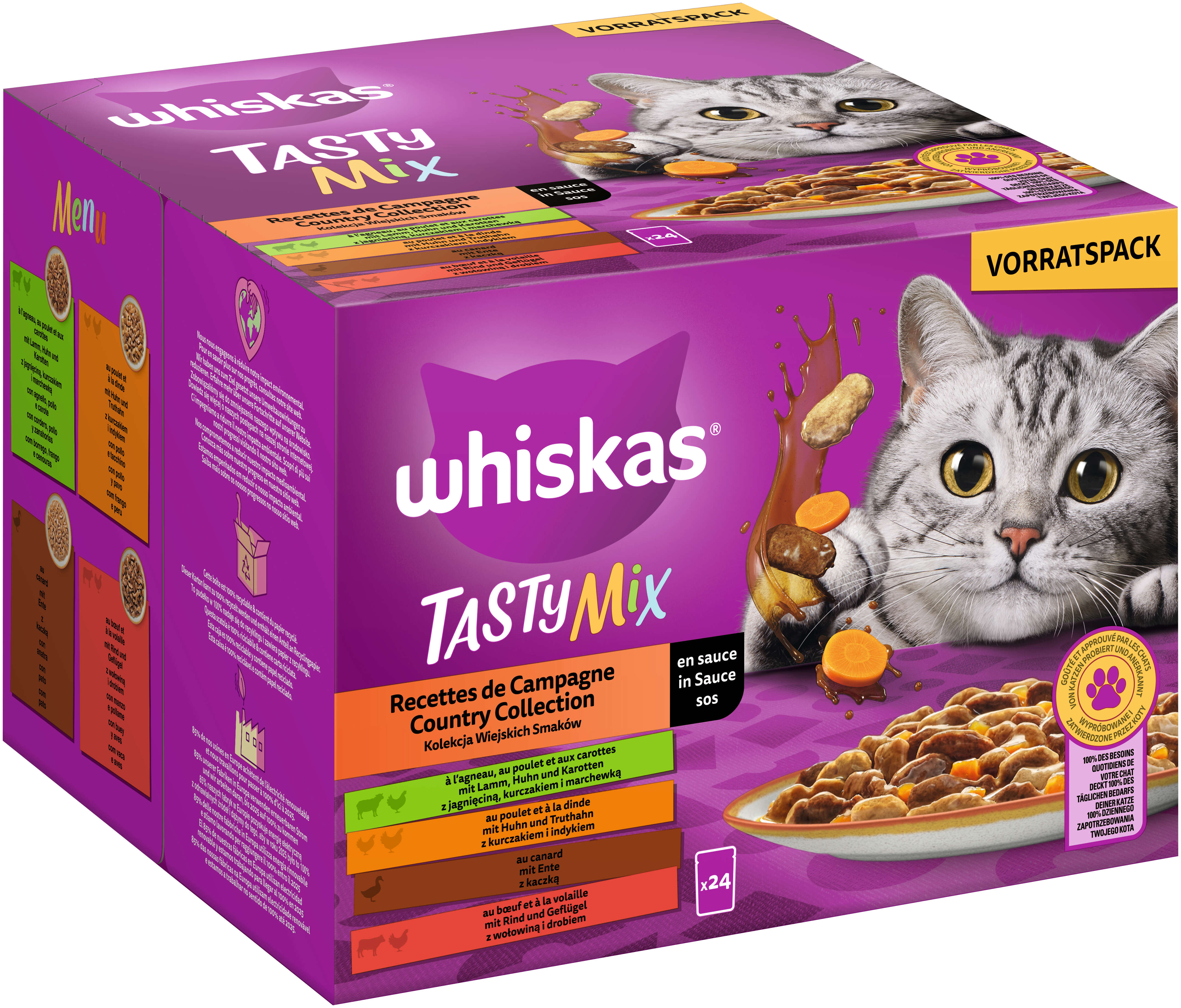 whiskas TASTY MIX Katzen-Nassfutter Portionsbeutel Multipack Country Collection in Sauce 24 x 85g