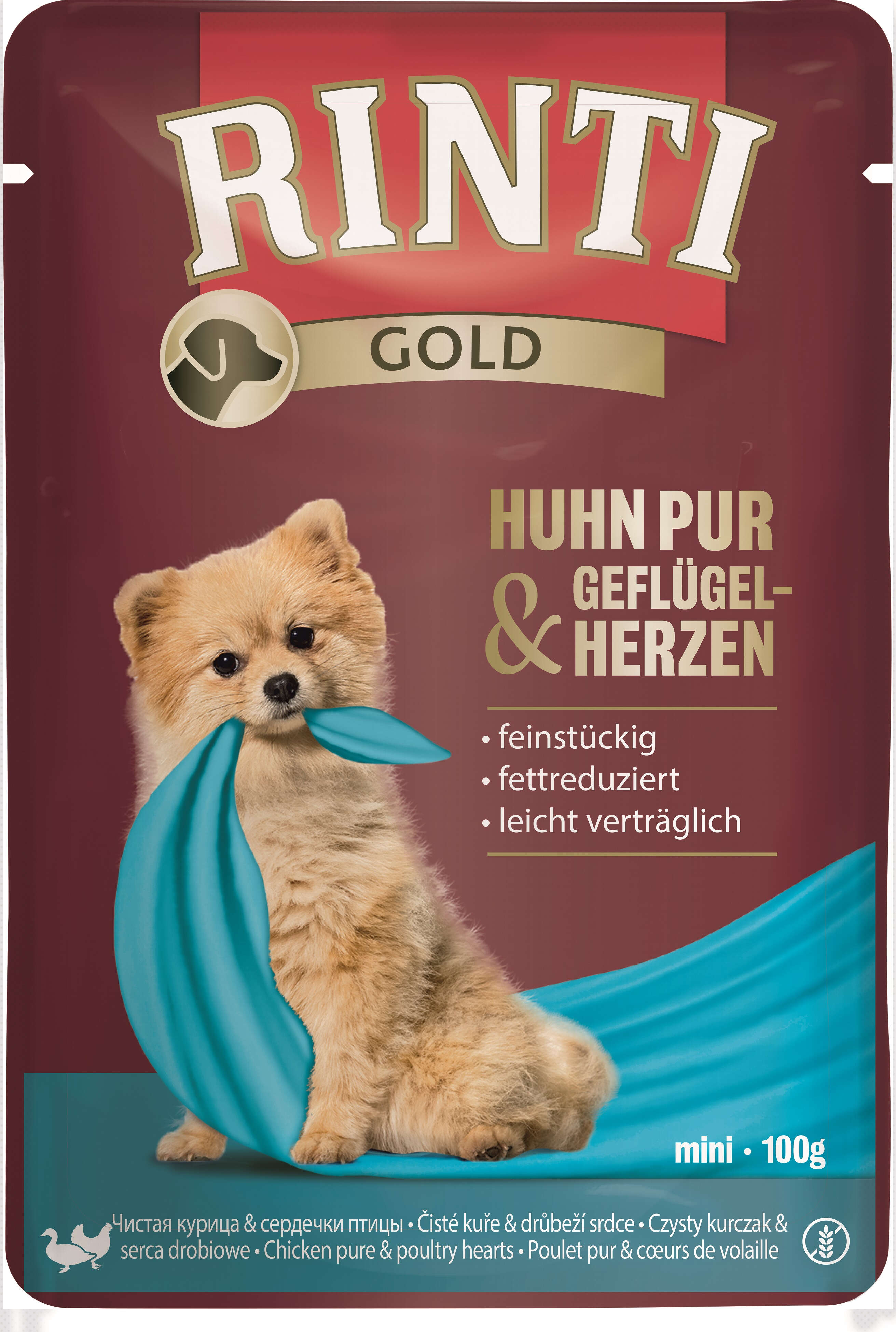 RINTI Hunde-Nassfutter Gold Huhn Pur mit Geflügelherzen