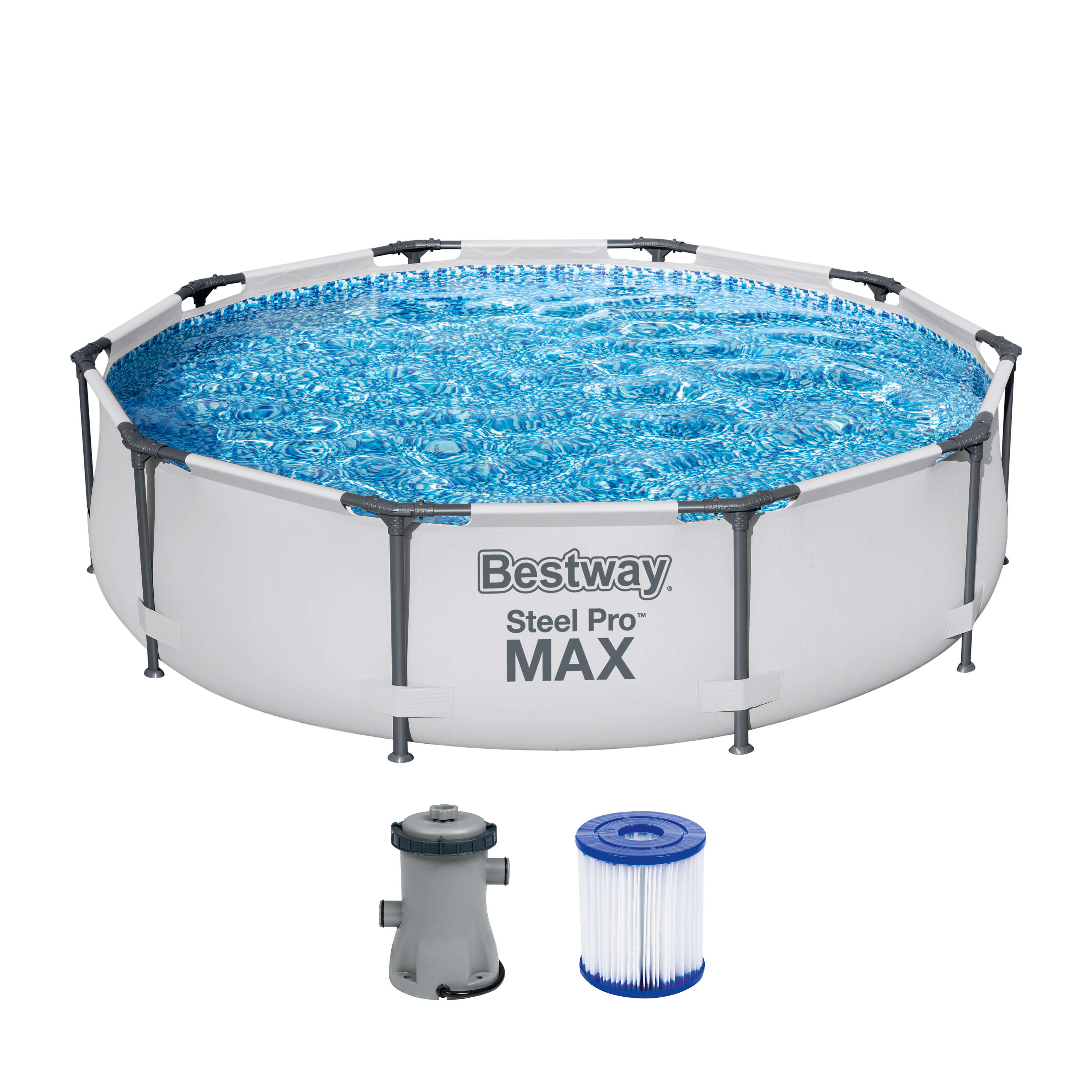 Bestway Steel Pro MAX™ Frame Pool Set mit Filterpumpe rund 305 x 76 cm