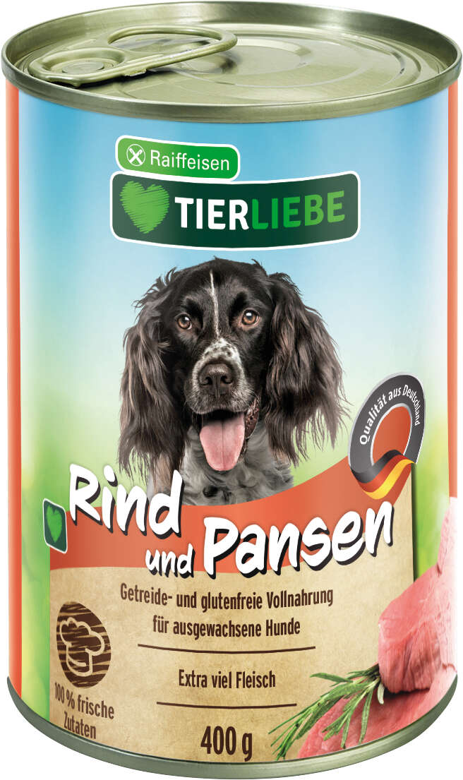 TIERLIEBE Hunde-Nassfutter Rind und Pansen