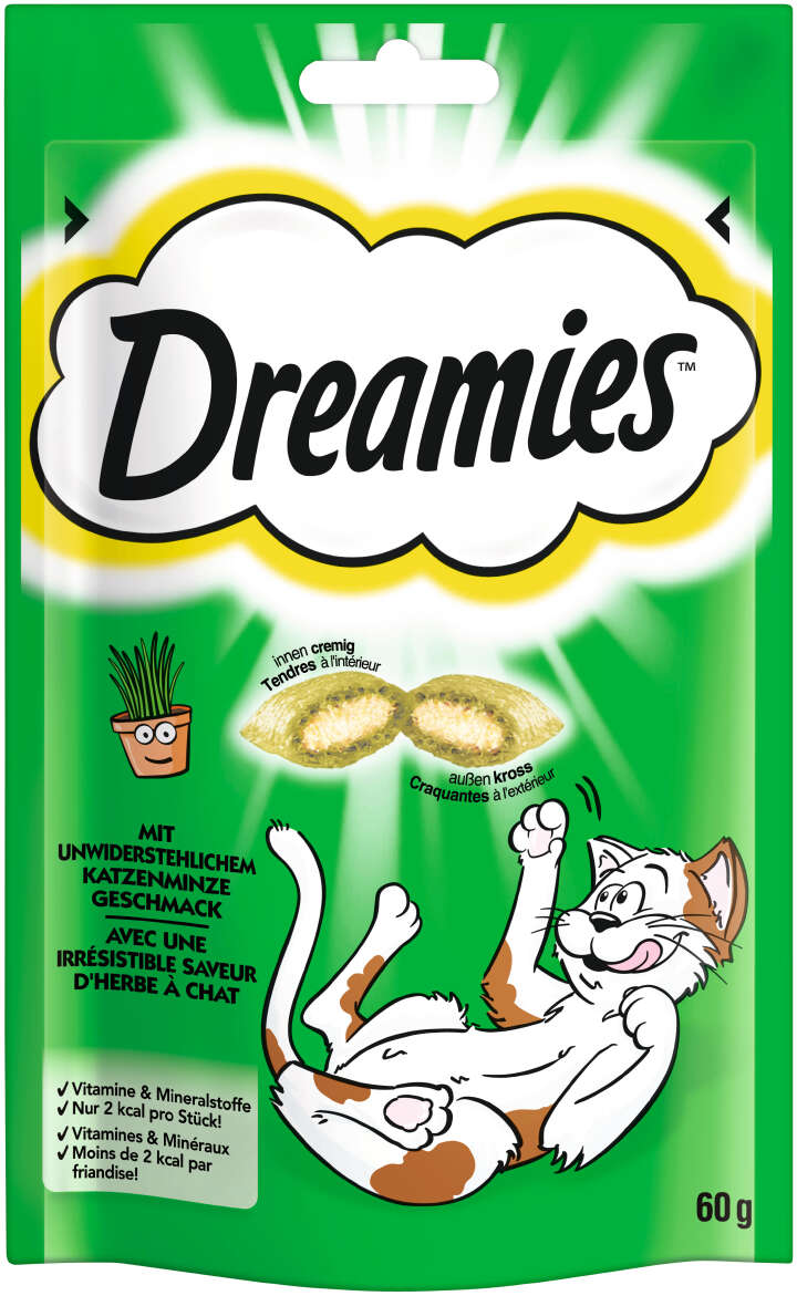 Dreamies Katzensnacks Klassiker Mit Lachs – 4 X 180g, Weiche Leckerlis Für Katzen