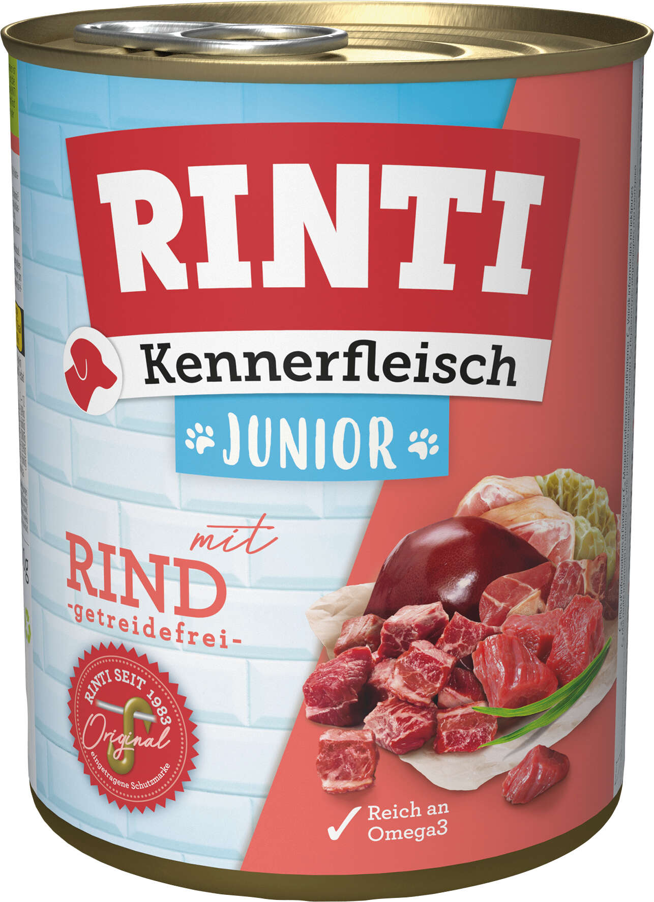 RINTI Hunde-Nassfutter Kennerfleisch Junior + Rind