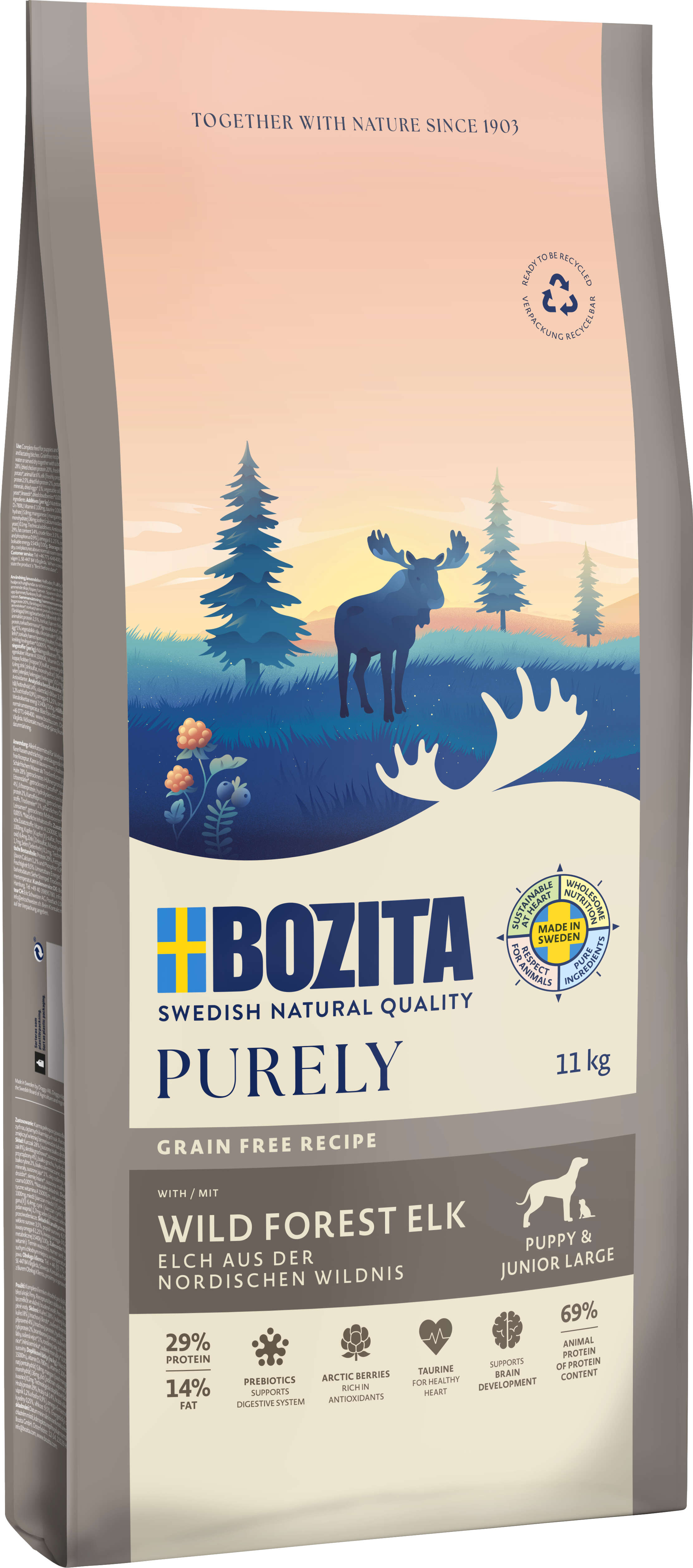 BOZITA Hunde-Trockenfutter Purely Puppy & Junior Large Elch