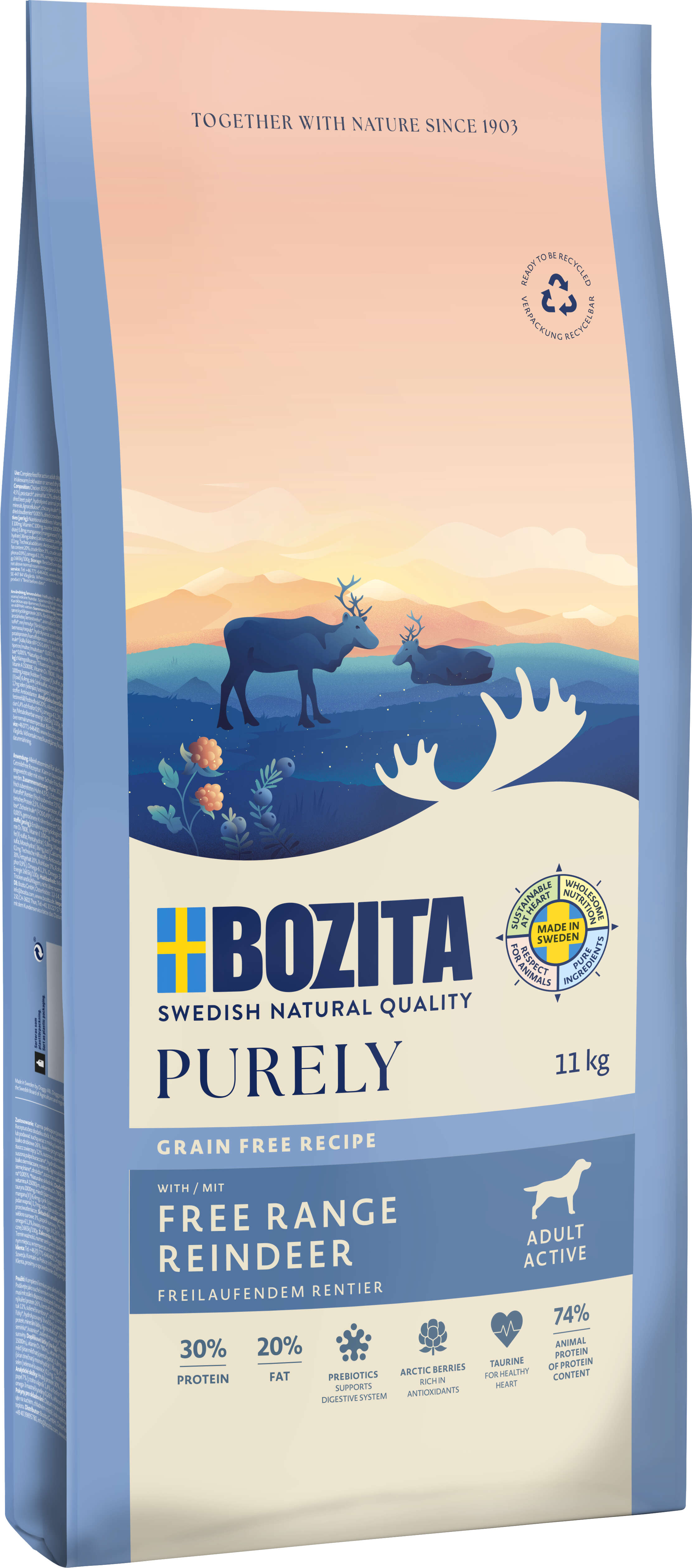 BOZITA Hunde-Trockenfutter Purely Adult Rentier