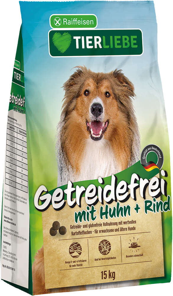 TIERLIEBE Hunde-Trockenfutter Getreidefrei mit Huhn und Rind