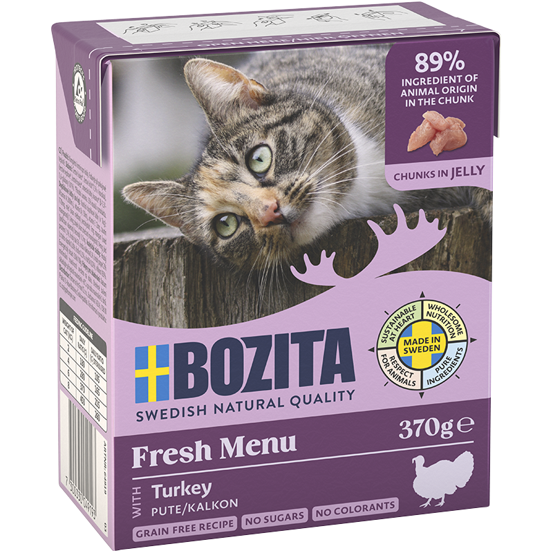 BOZITA Katzen-Nassfutter Häppchen in Gelee mit Pute