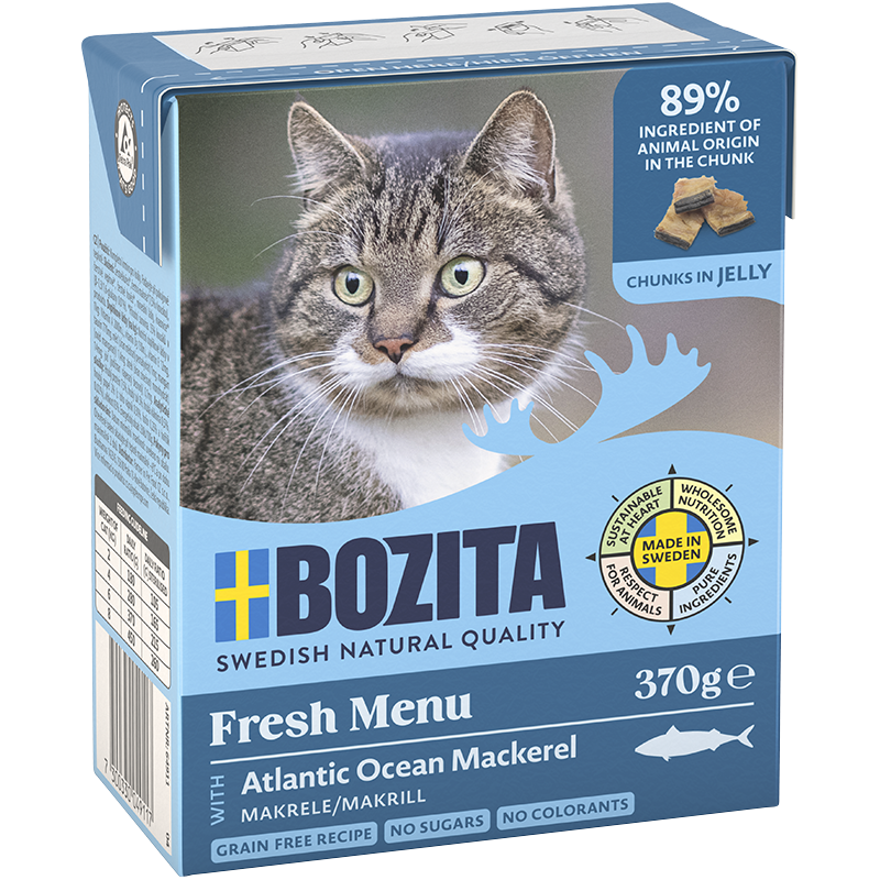 BOZITA Katzen-Nassfutter Häppchen in Gelee mit Makrele