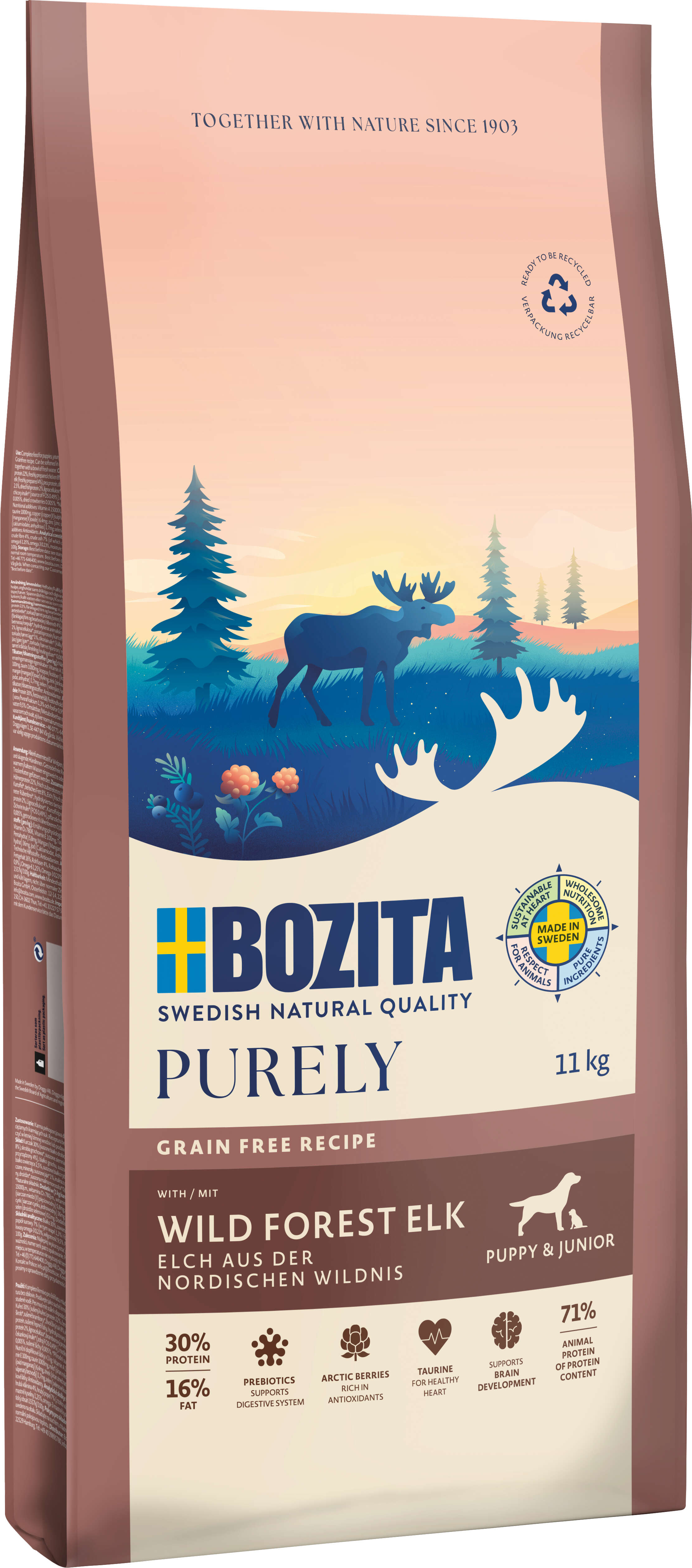 BOZITA Hunde-Trockenfutter Purely Puppy & Junior Elch