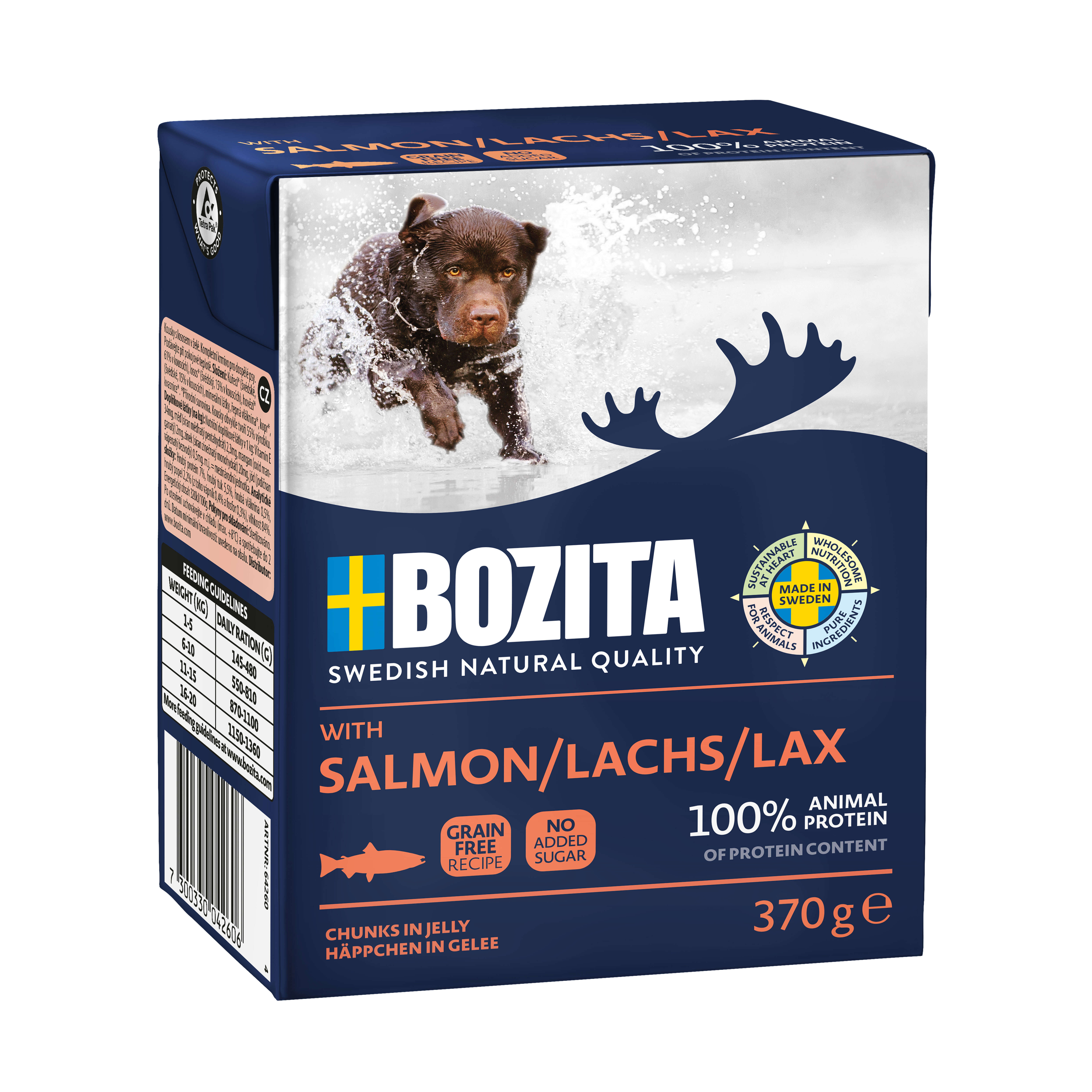 BOZITA Hunde-Nassfutter Happen in Gelee Lachs