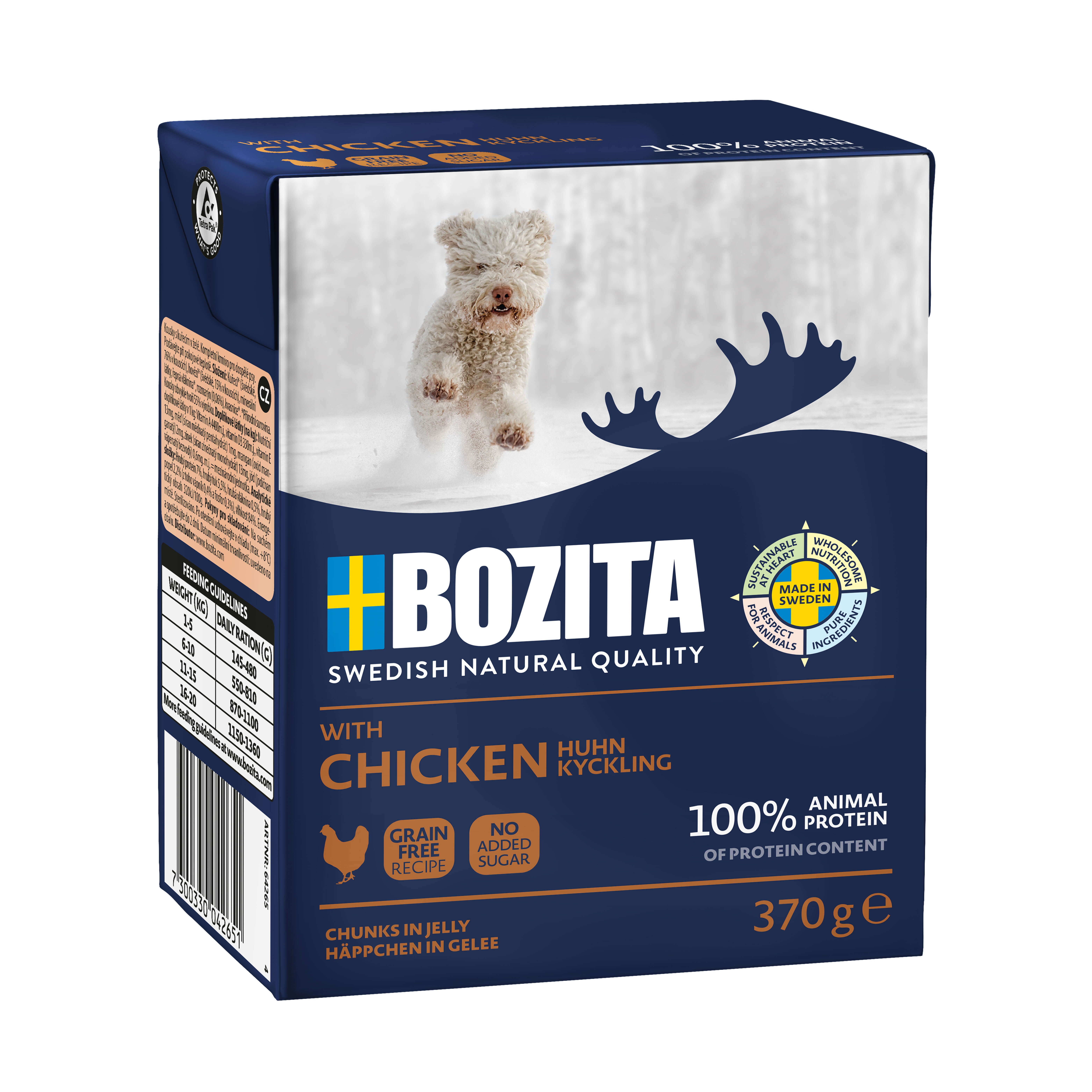 BOZITA Hunde-Nassfutter Happen in Gelee Junior Zartes Hühnchen