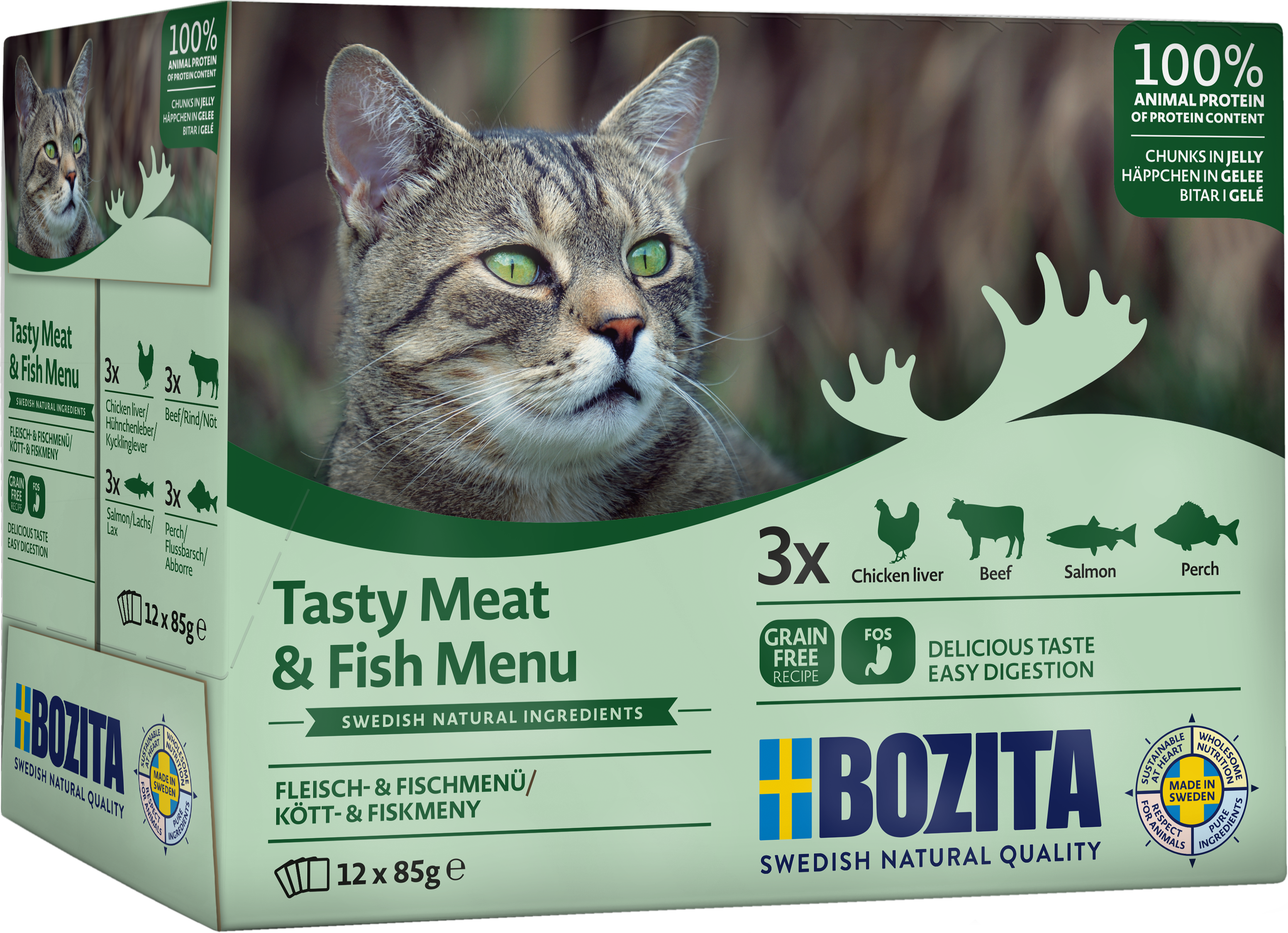 BOZITA Katzen-Nassfutter Fisch & Fleisch Häppchen in Gelee Multibox