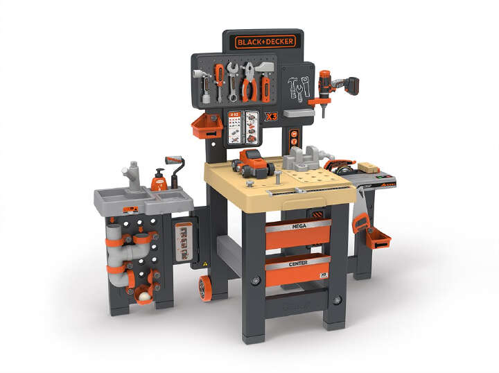 Établi Bricolage Enfant Smoby Black+Decker - Atelier Mécanique, Plomberie, Peinture Avec 100 Accessoires