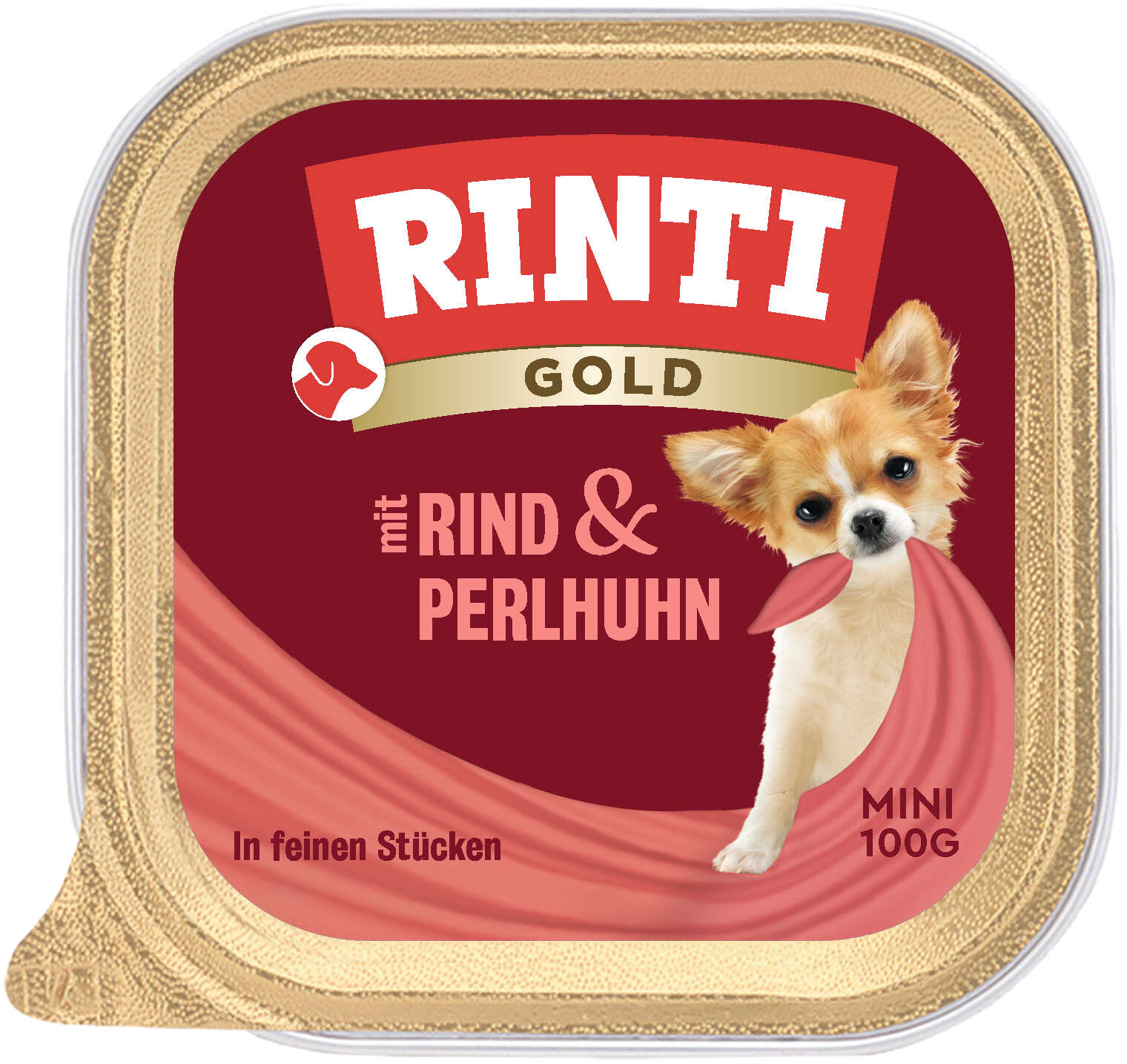 RINTI Hunde-Nassfutter Gold Mini Rind+Perlhuhn