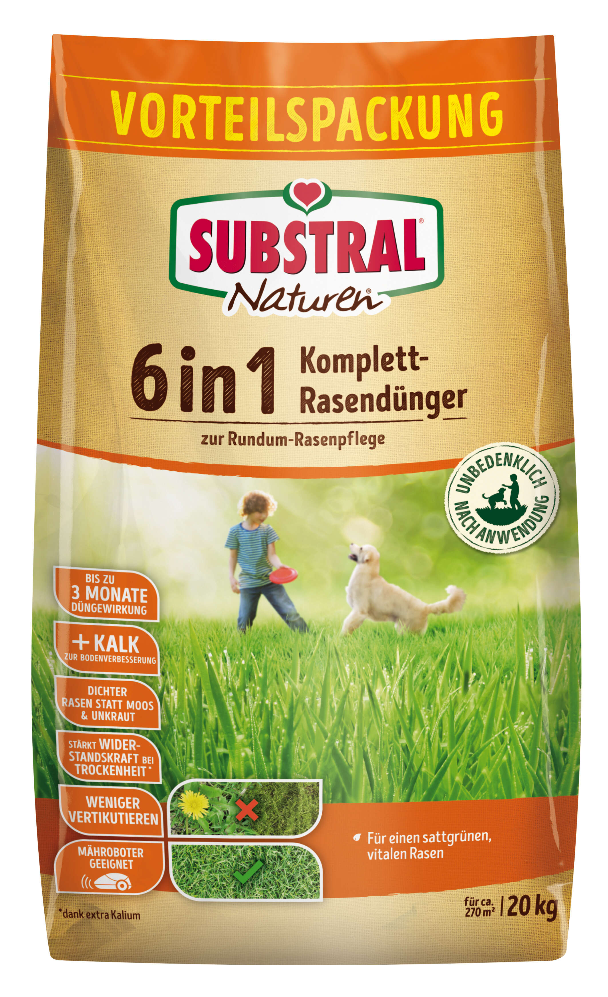SUBSTRAL Naturen 6 in 1 Komplett-Rasendünger