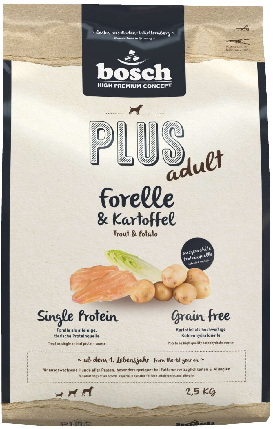 bosch Hunde-Trockenfutter HPC Plus Forelle+Kartoffel