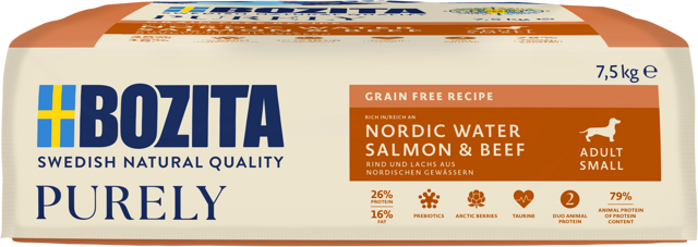 BOZITA Hunde-Trockenfutter Purely Adult Small Lachs & Rind