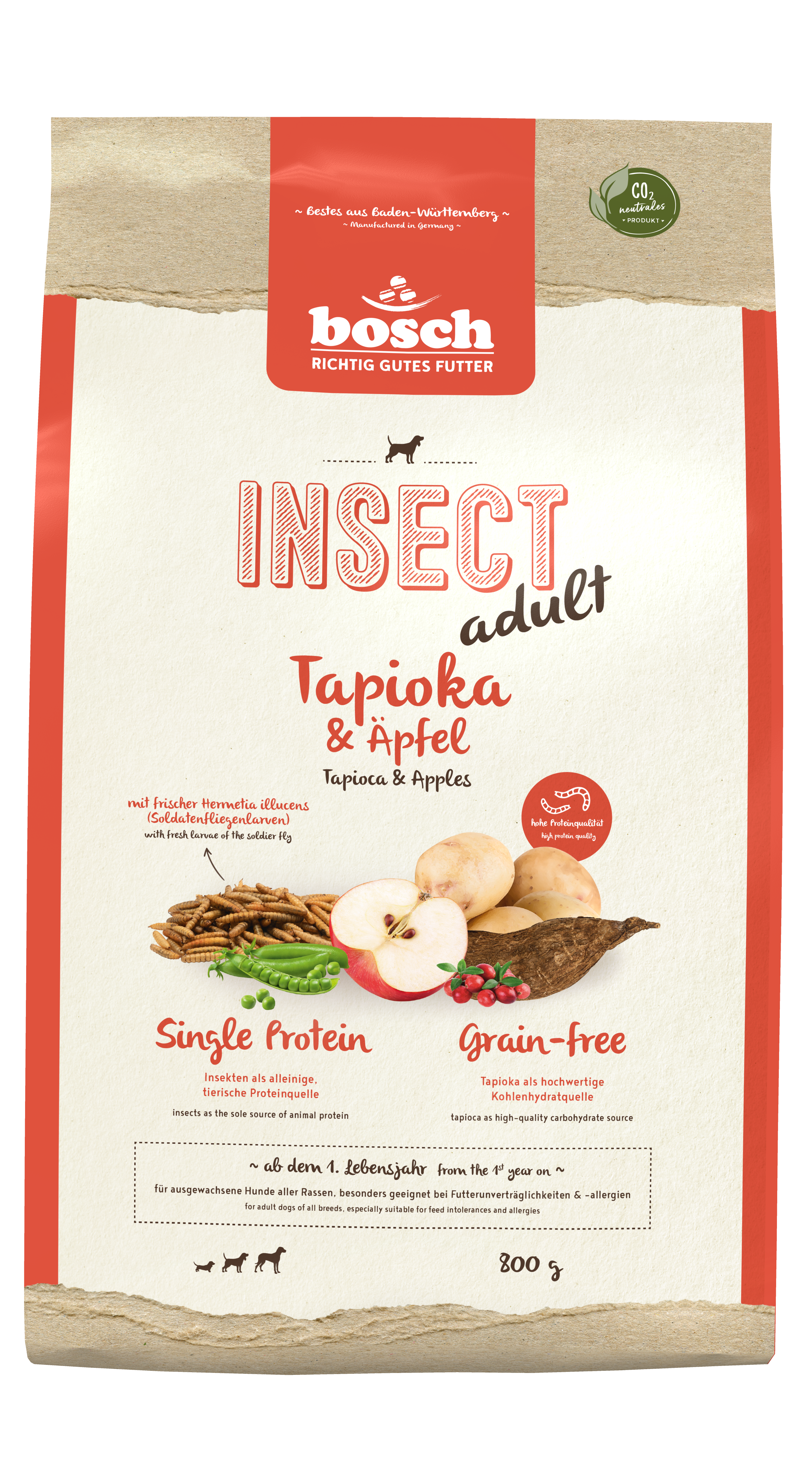 bosch Hunde-Trockenfutter HPC Insect Adult Tapioka & Äpfel