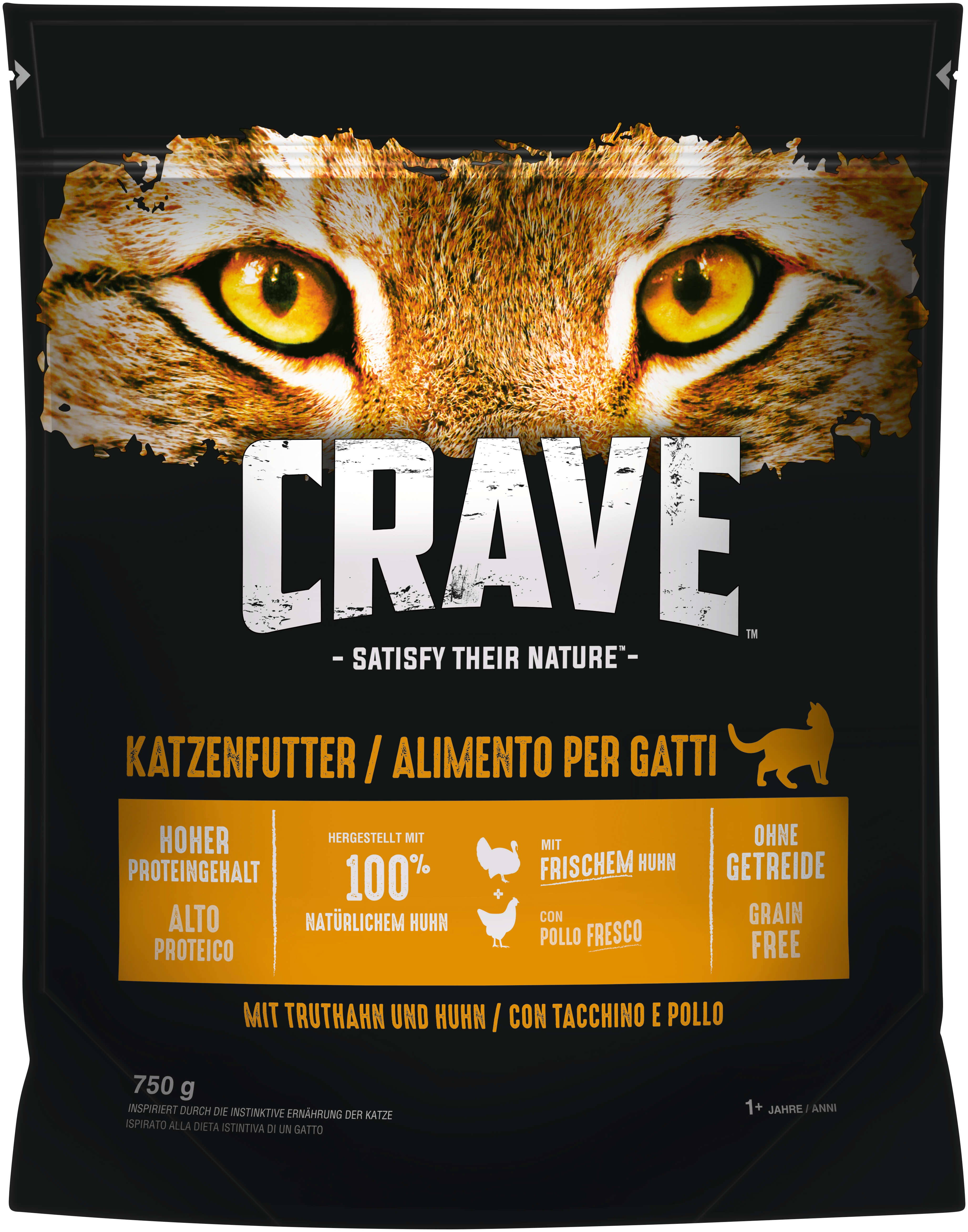 CRAVE Katzen-Trockenfutter Adult Truthahn und Huhn