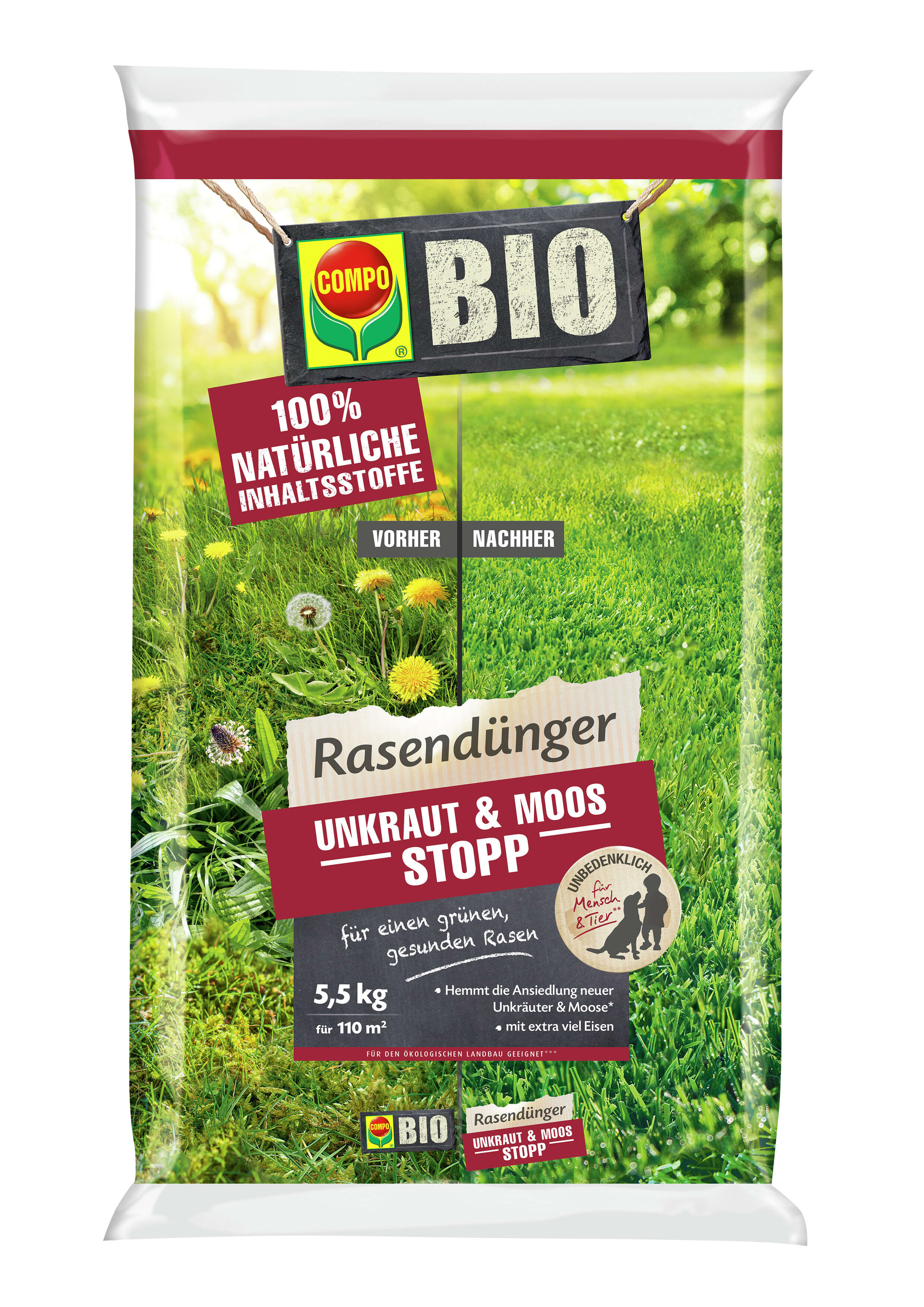COMPO BIO Rasendünger Unkraut & Moos Stopp