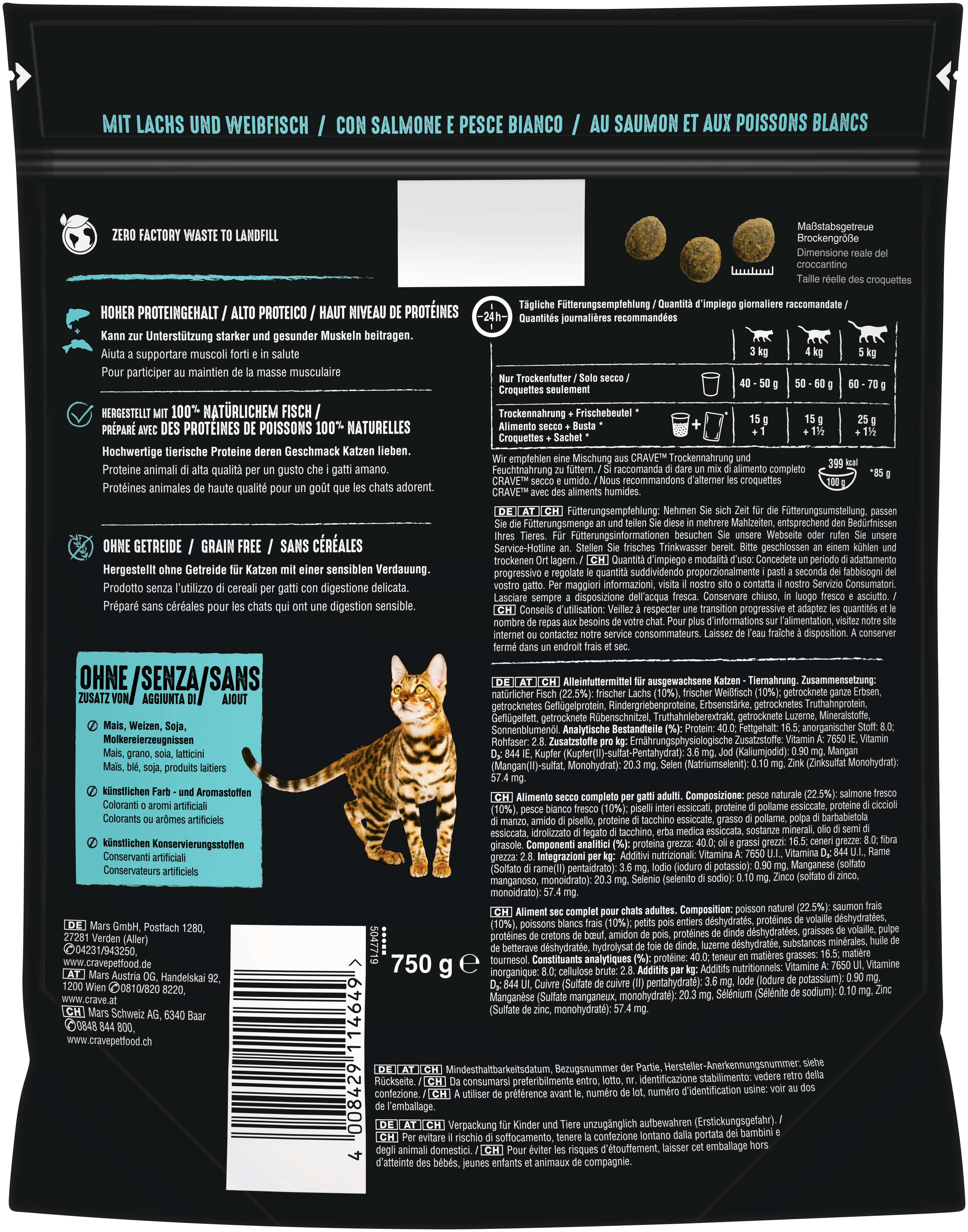CRAVE Katzen-Trockenfutter Adult Lachs und Weißfisch