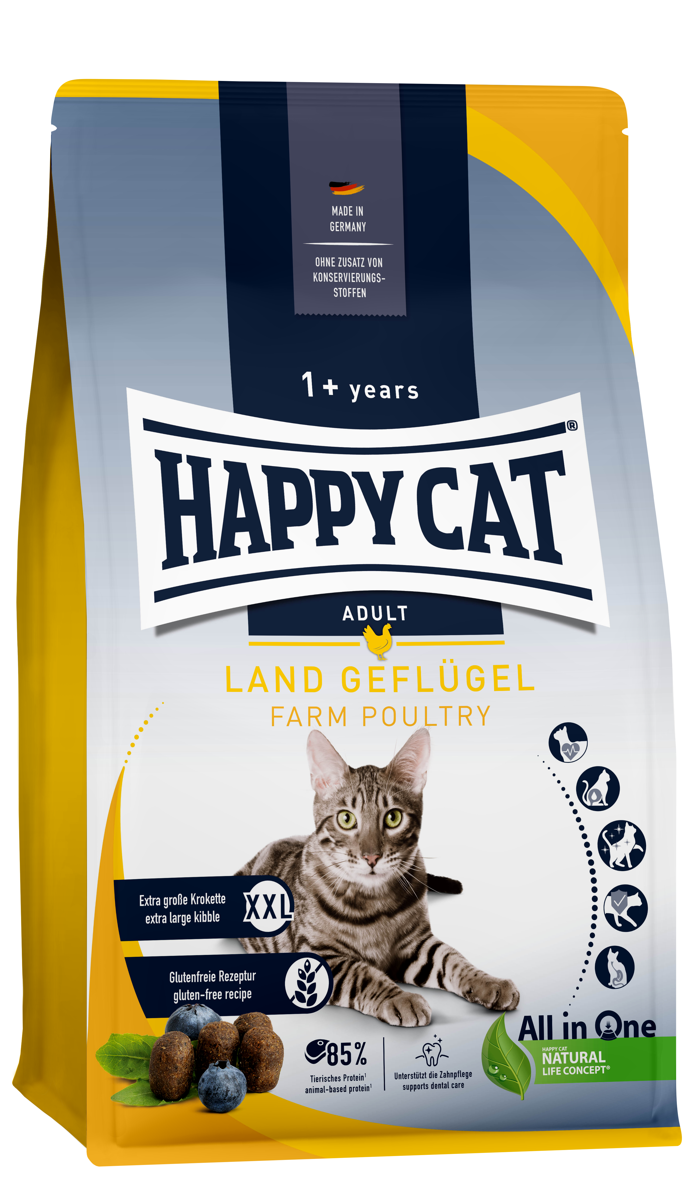 HAPPY CAT Katzen-Trockenfutter Culinary Adult Land-Geflügel