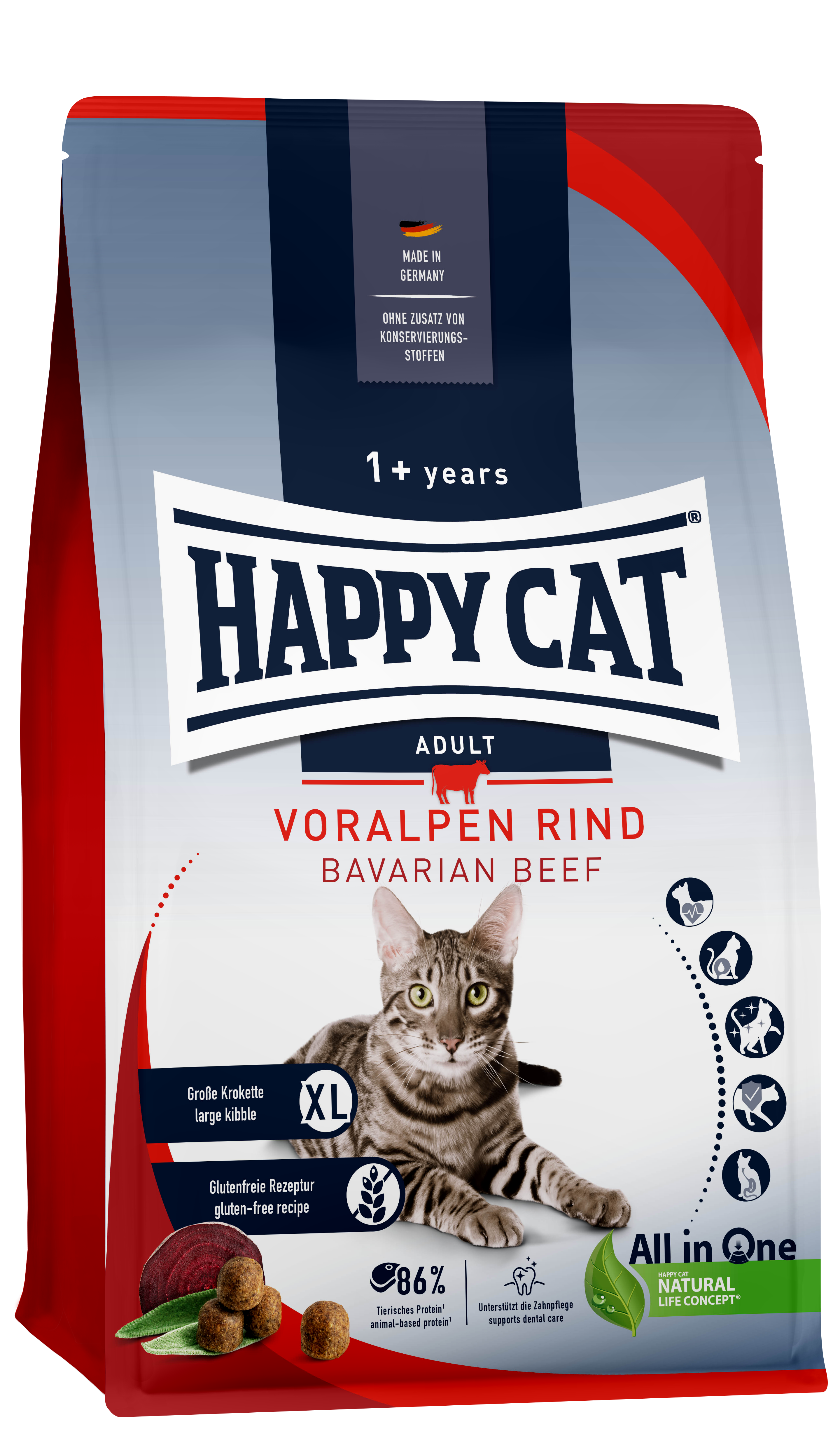 HAPPY CAT Katzen-Trockenfutter Culinary Adult Voralpen-Rind