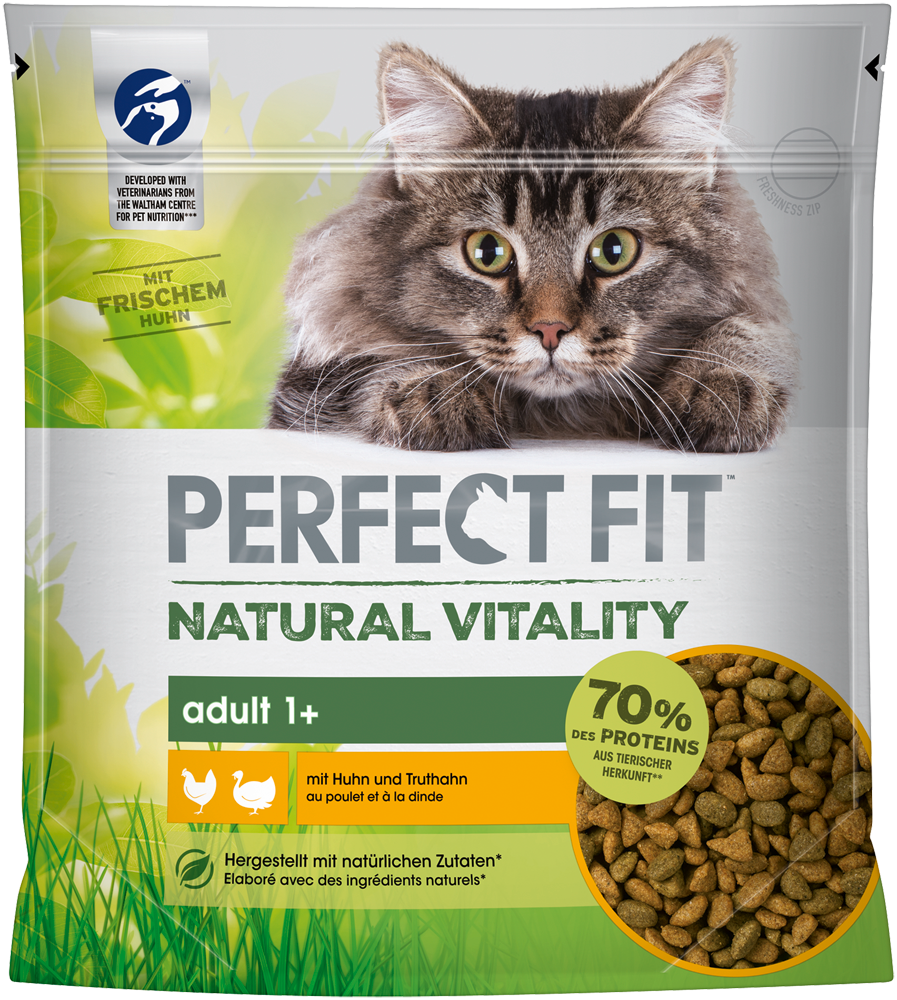 PERFECT FIT Katzen-Trockenfutter Natural Vitality Adult 1+ Huhn+Truthahn