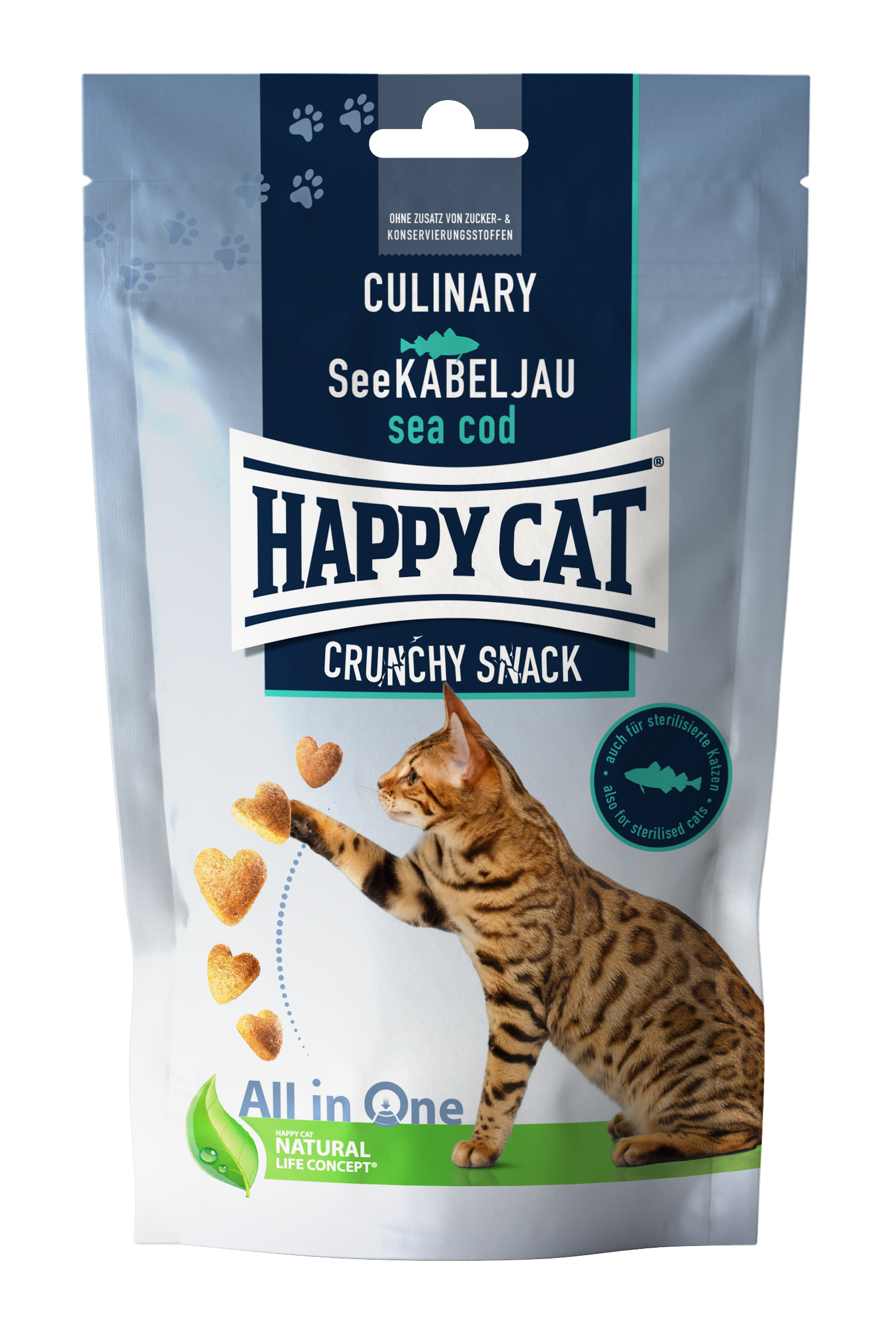 HAPPY CAT Katzenleckerli Culinary Crunchy Snack See-Kabeljau