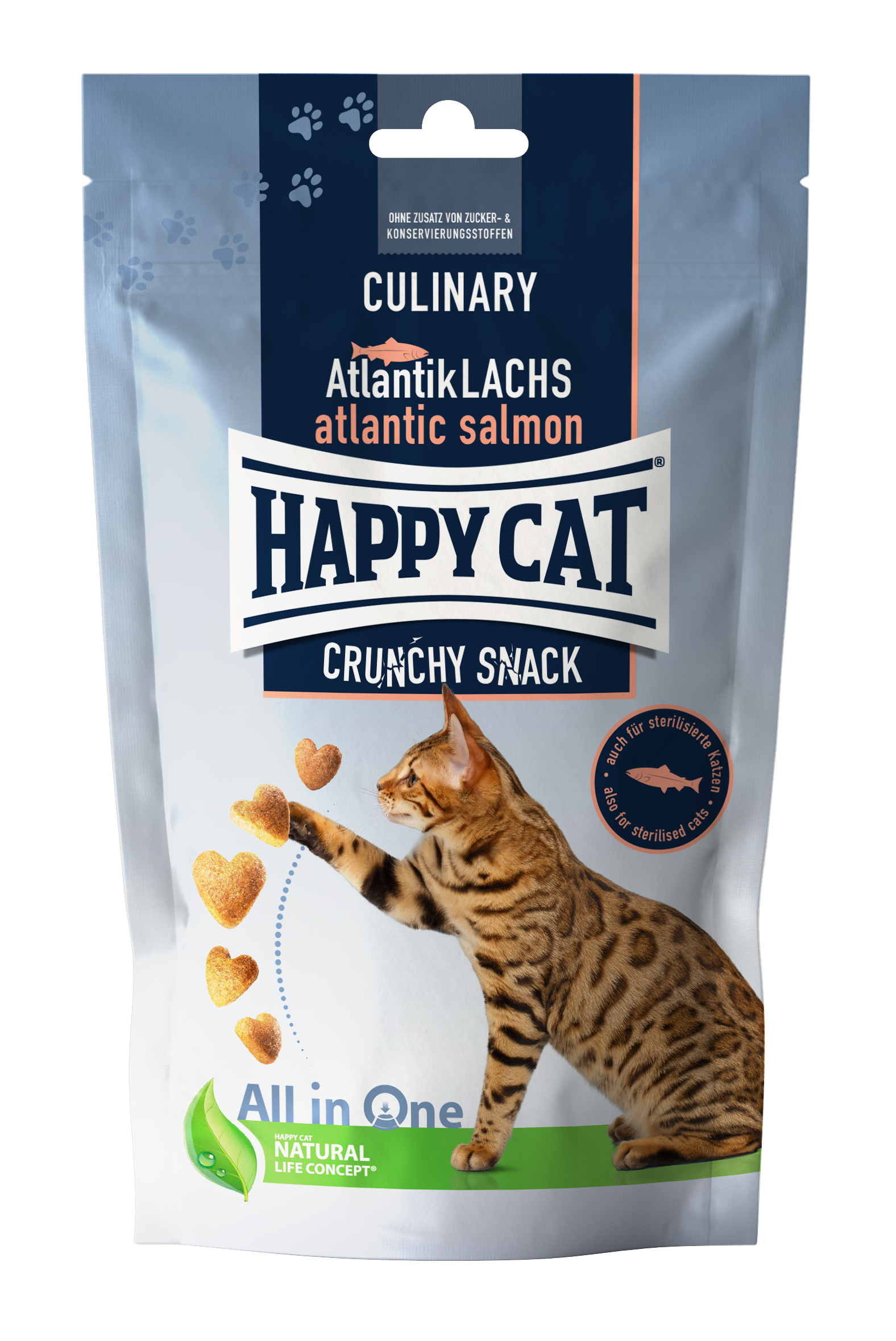 HAPPY CAT Katzenleckerli Culinary Crunchy Snack Atlantik-Lachs