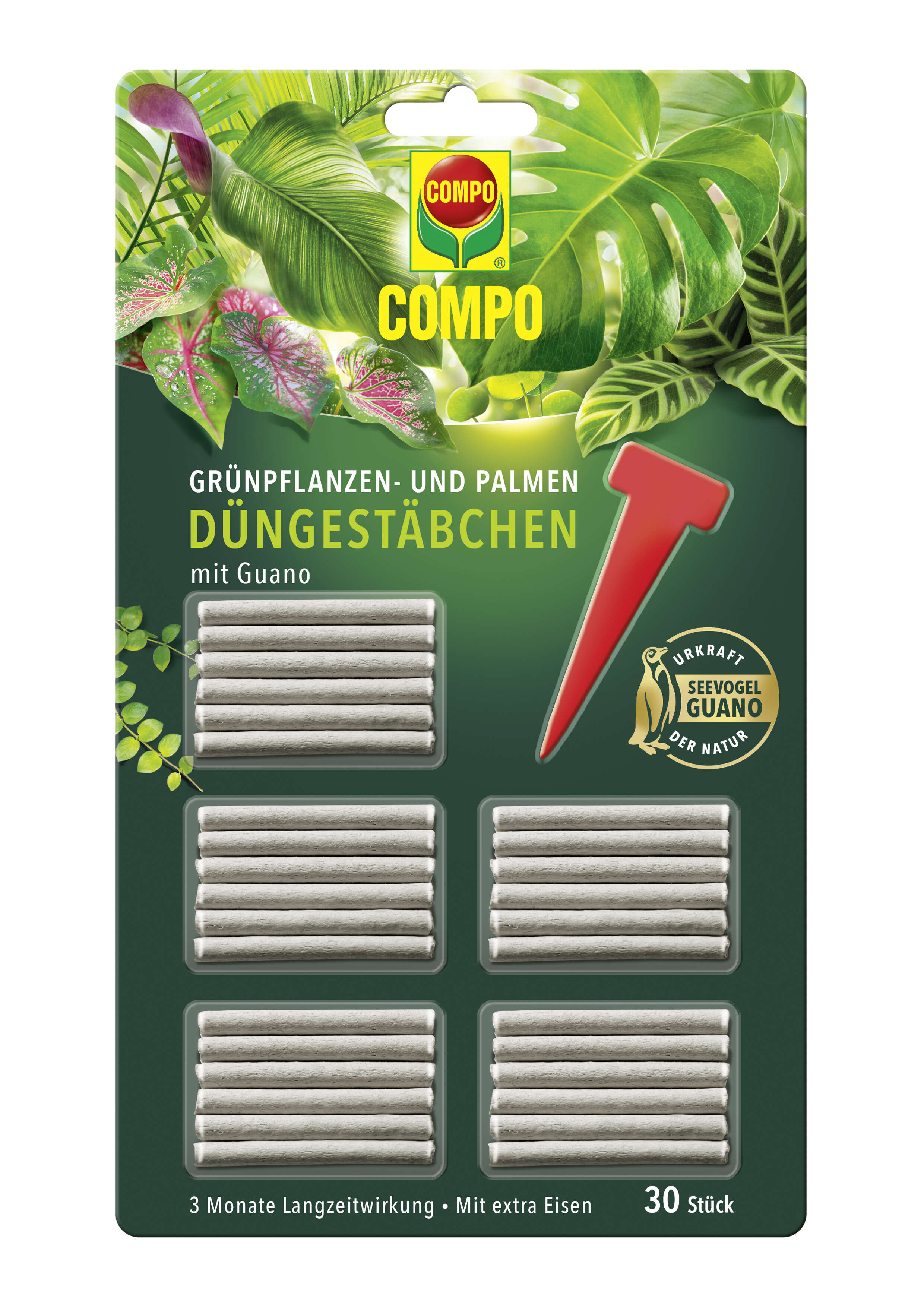 COMPO Düngestäbchen mit Guano für Grünpflanzen- und Palmen