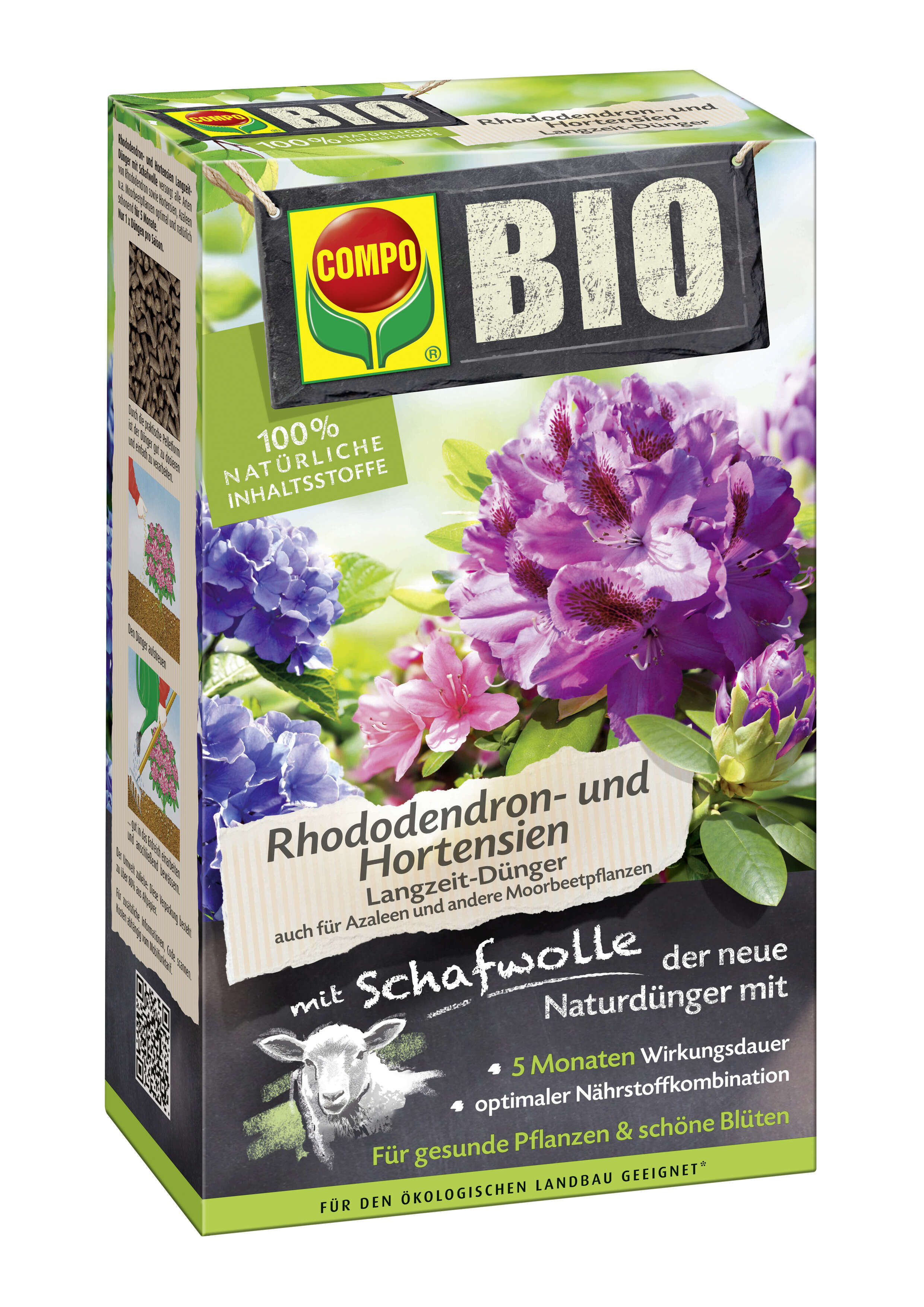 COMPO BIO Rhododendron- und Hortensien Langzeit-Dünger mit Schafwolle