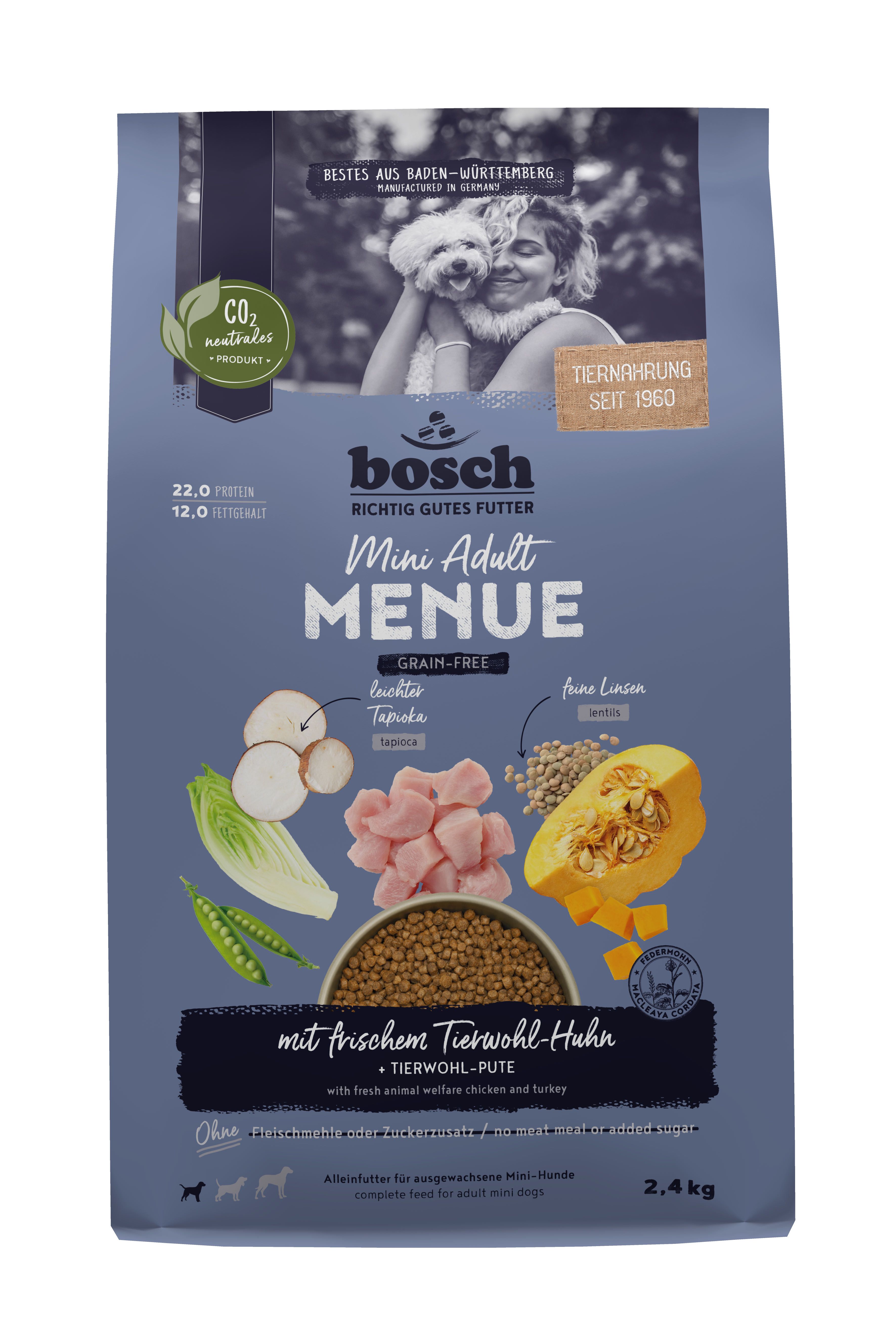 bosch Hunde-Trockenfutter HPC Menue Mini Adult mit Tierwohl-Huhn getreidefrei