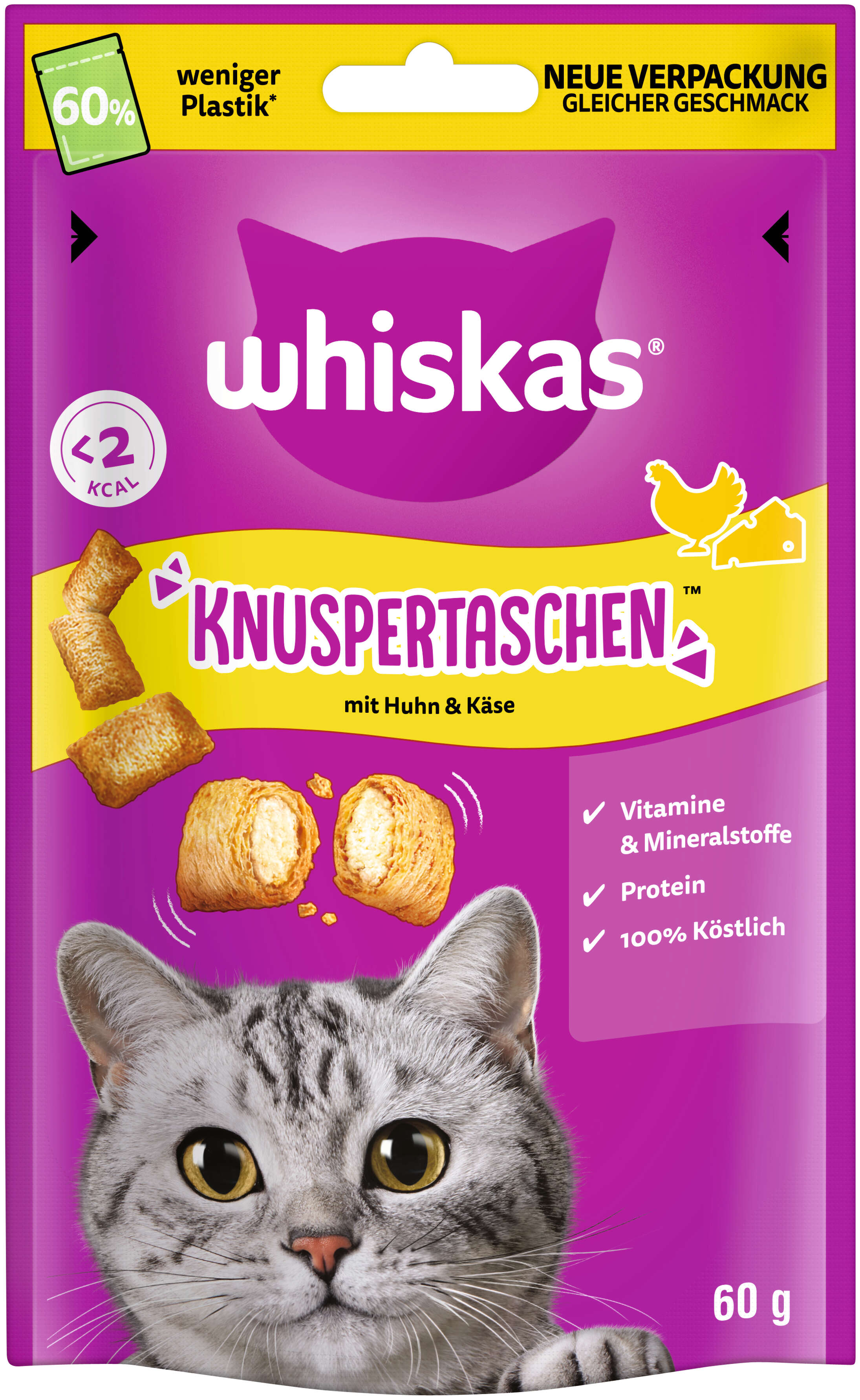 whiskas Katzenleckerli Knuspertaschen mit Huhn + Käse