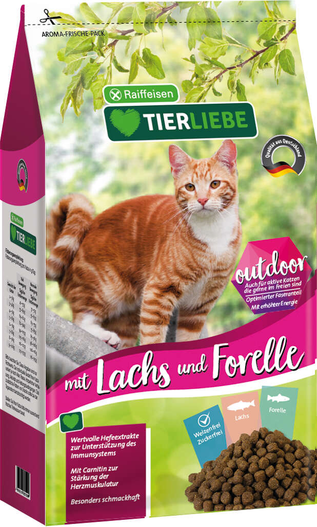 TIERLIEBE Katzen-Trockenfutter Lachs+Forelle Outdoor