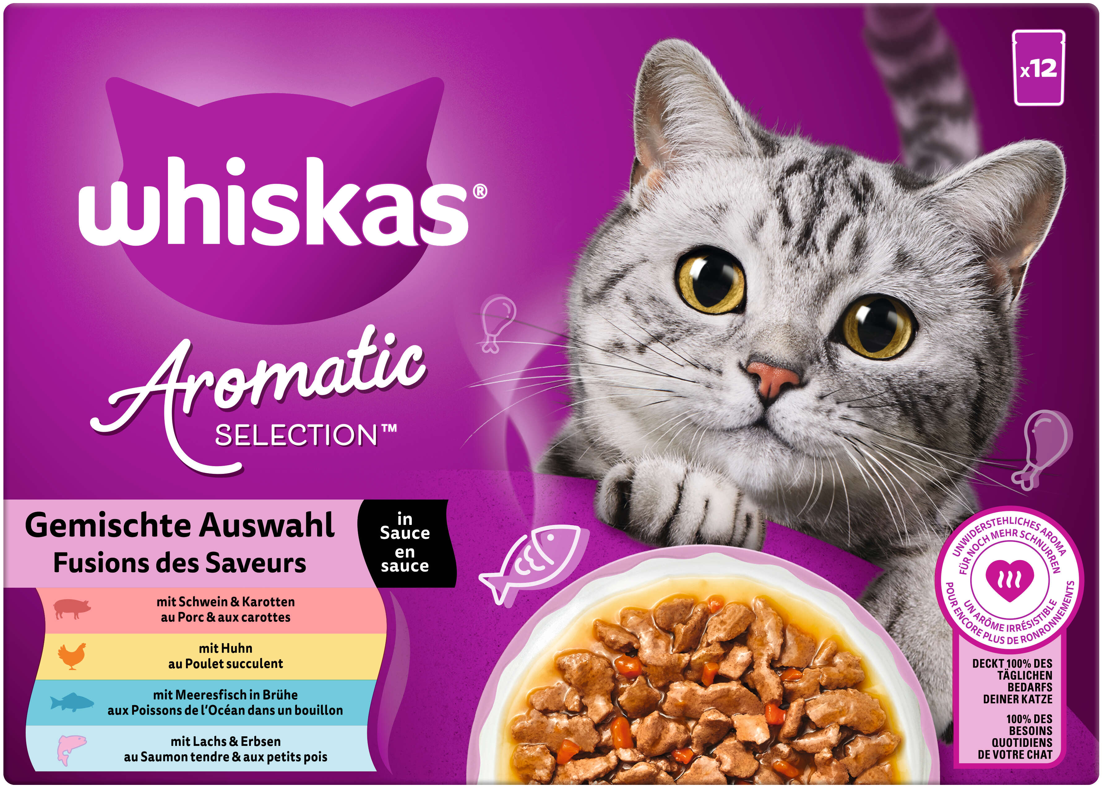 whiskas Katzen-Nassfutter Aromatic Selection Gemischte Auswahl in Sauce Megapack