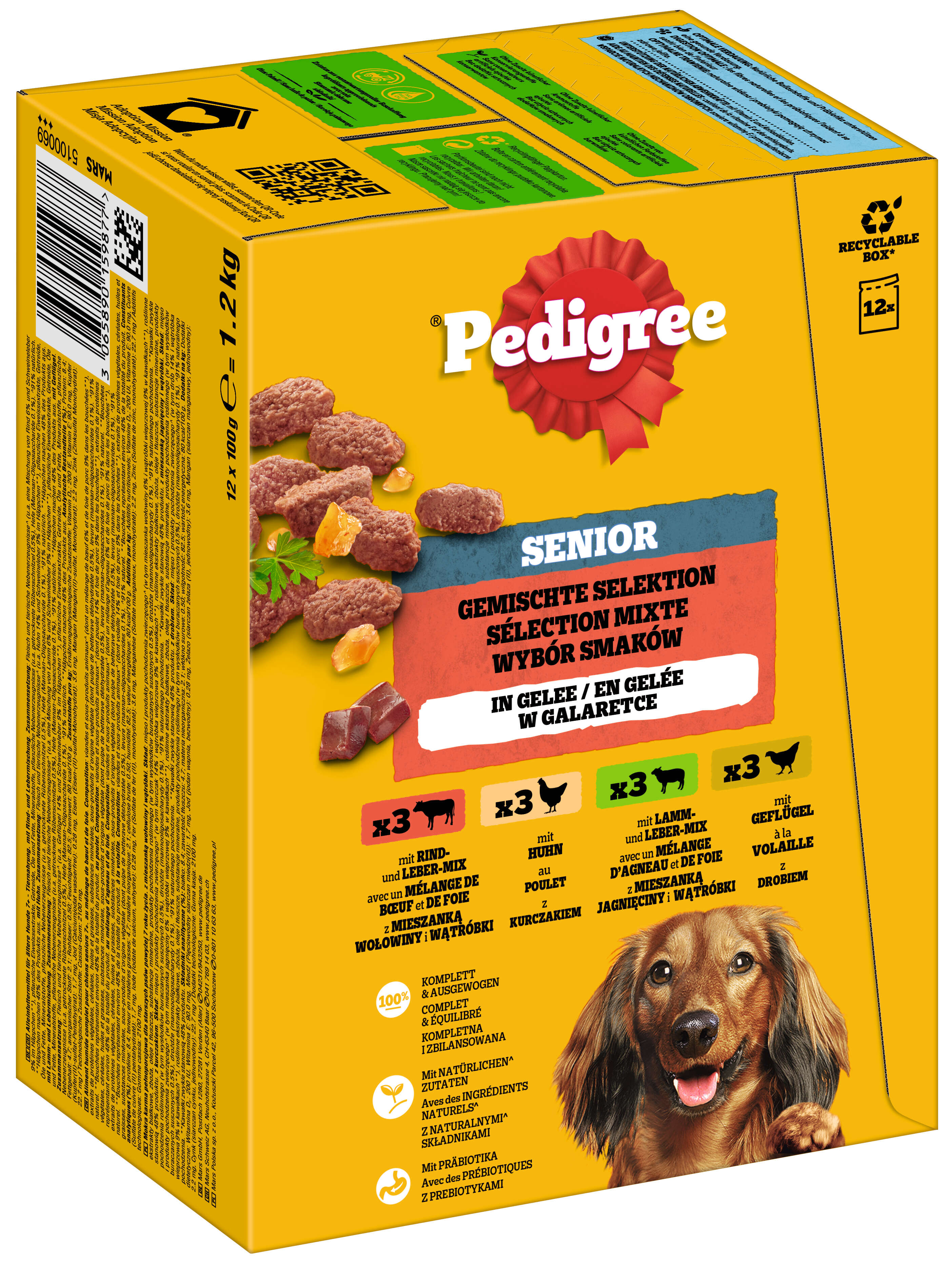 Pedigree Hunde-Nassfutter Senior Pouchbeutel in Gelee Gemischte Selektion