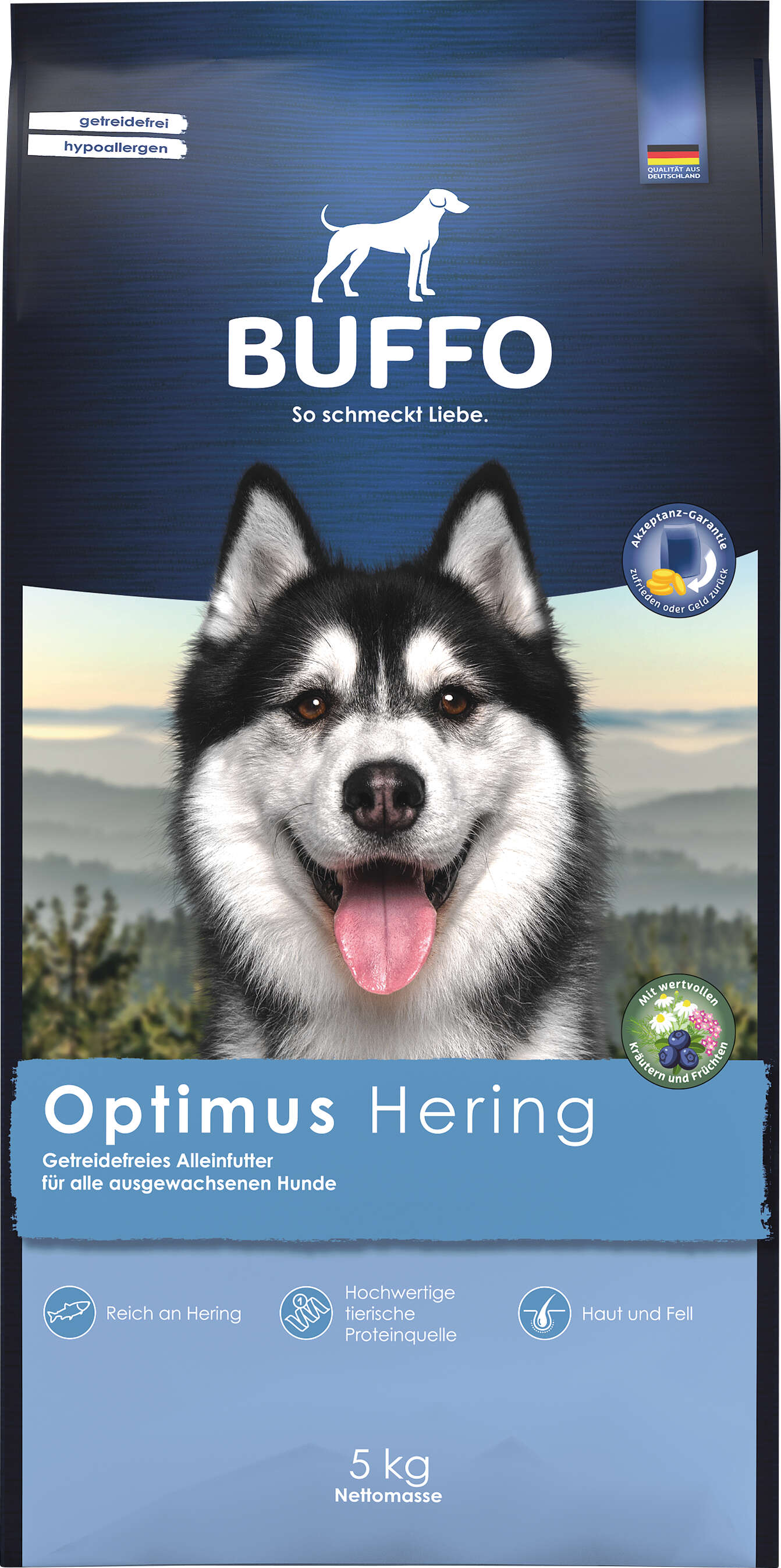 BUFFO Hunde-Trockenfutter Optimus getreidefrei Hering