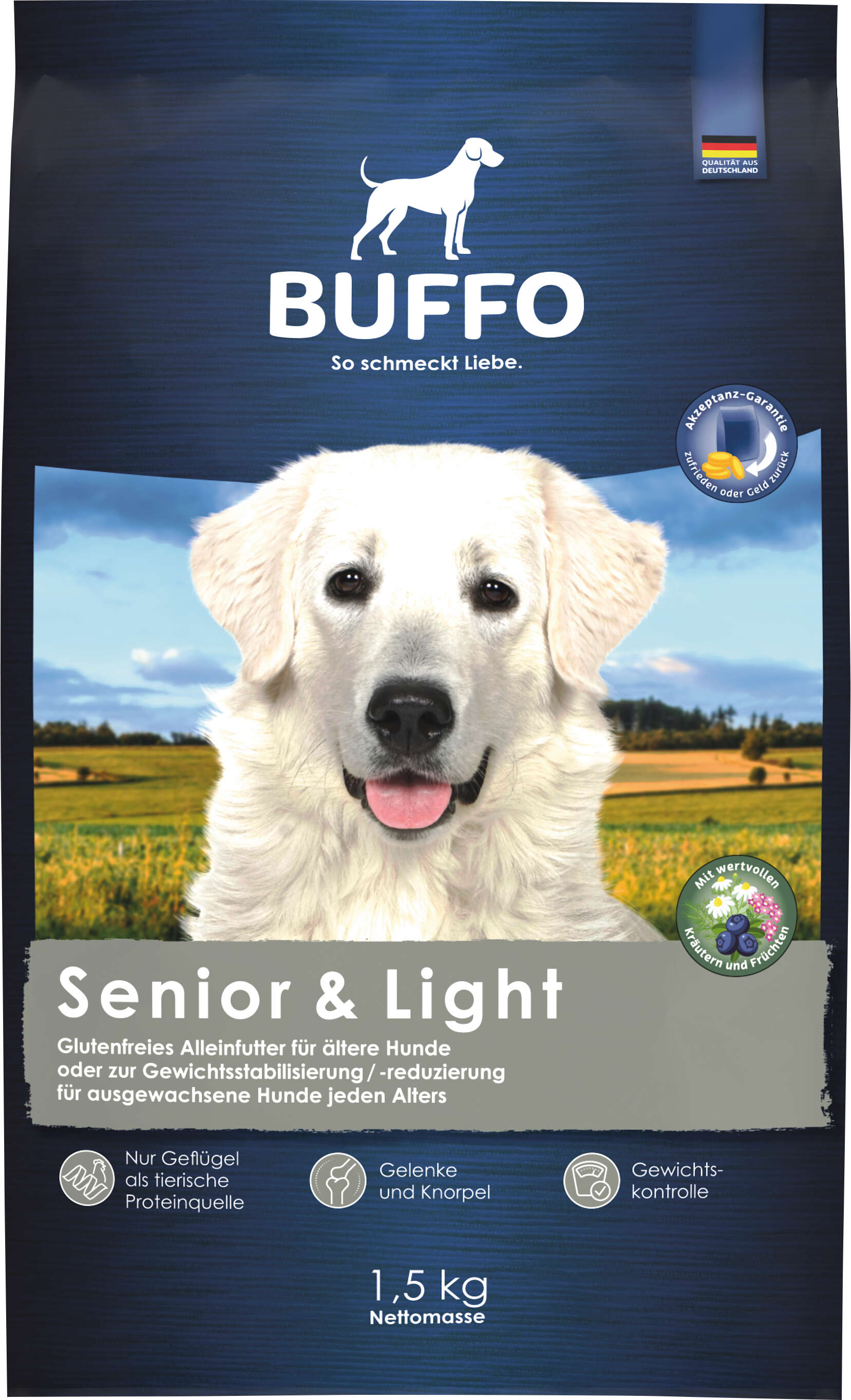 BUFFO Hunde-Trockenfutter Senior & Light