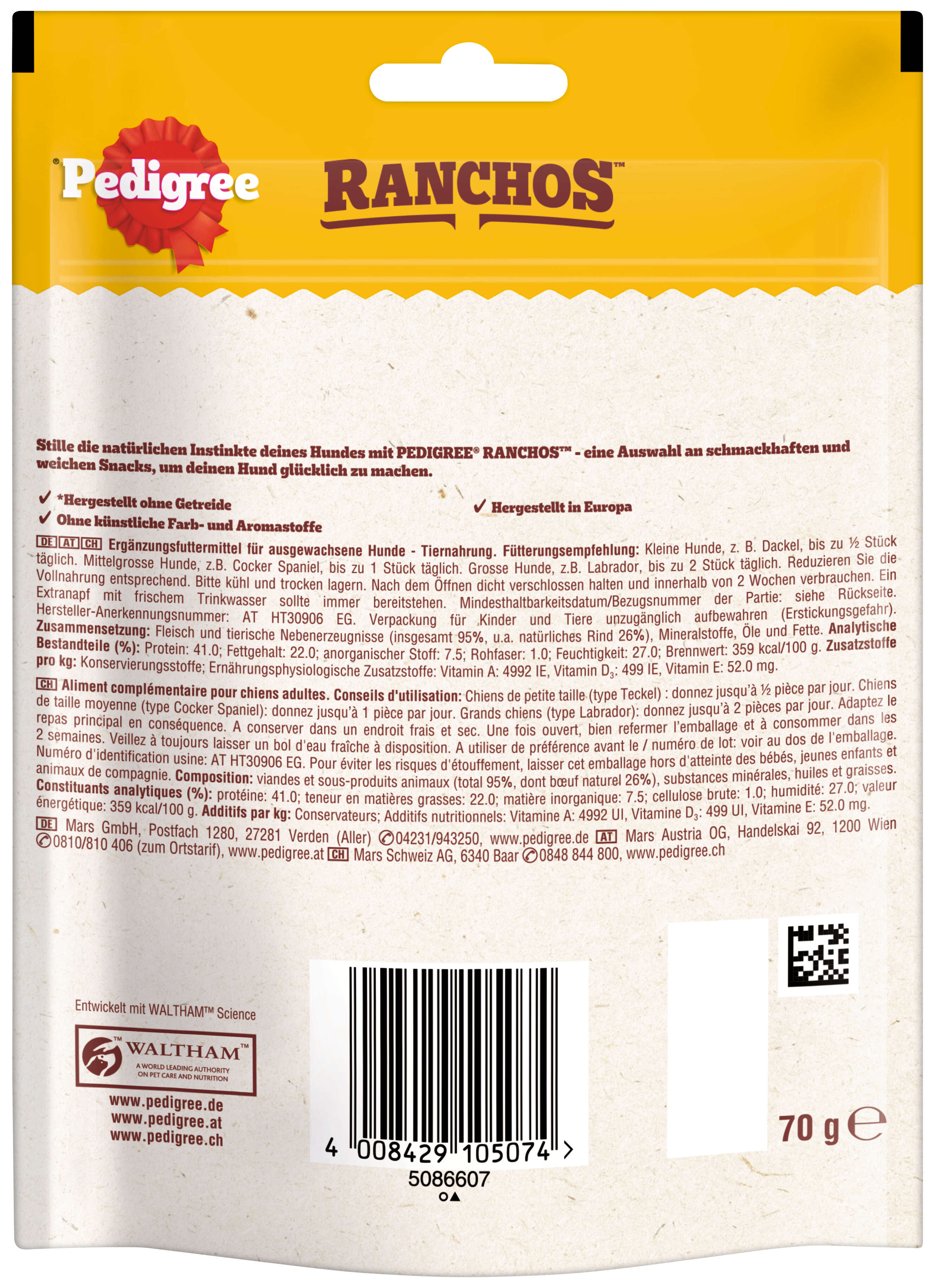 Pedigree Hundeleckerlis Ranchos mit Rind