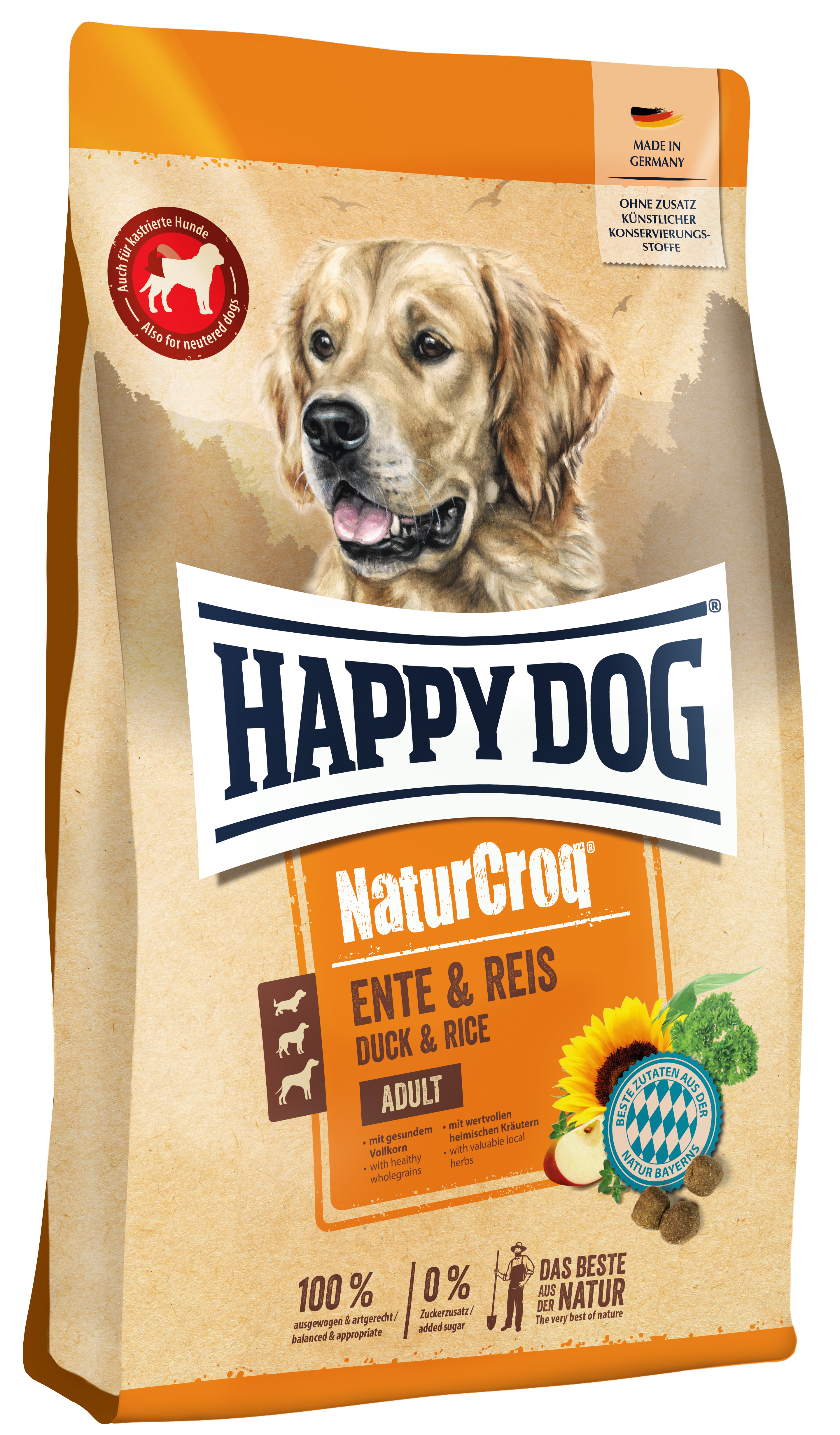 HAPPY DOG Hunde-Trockenfutter NaturCroq Ente & Reis