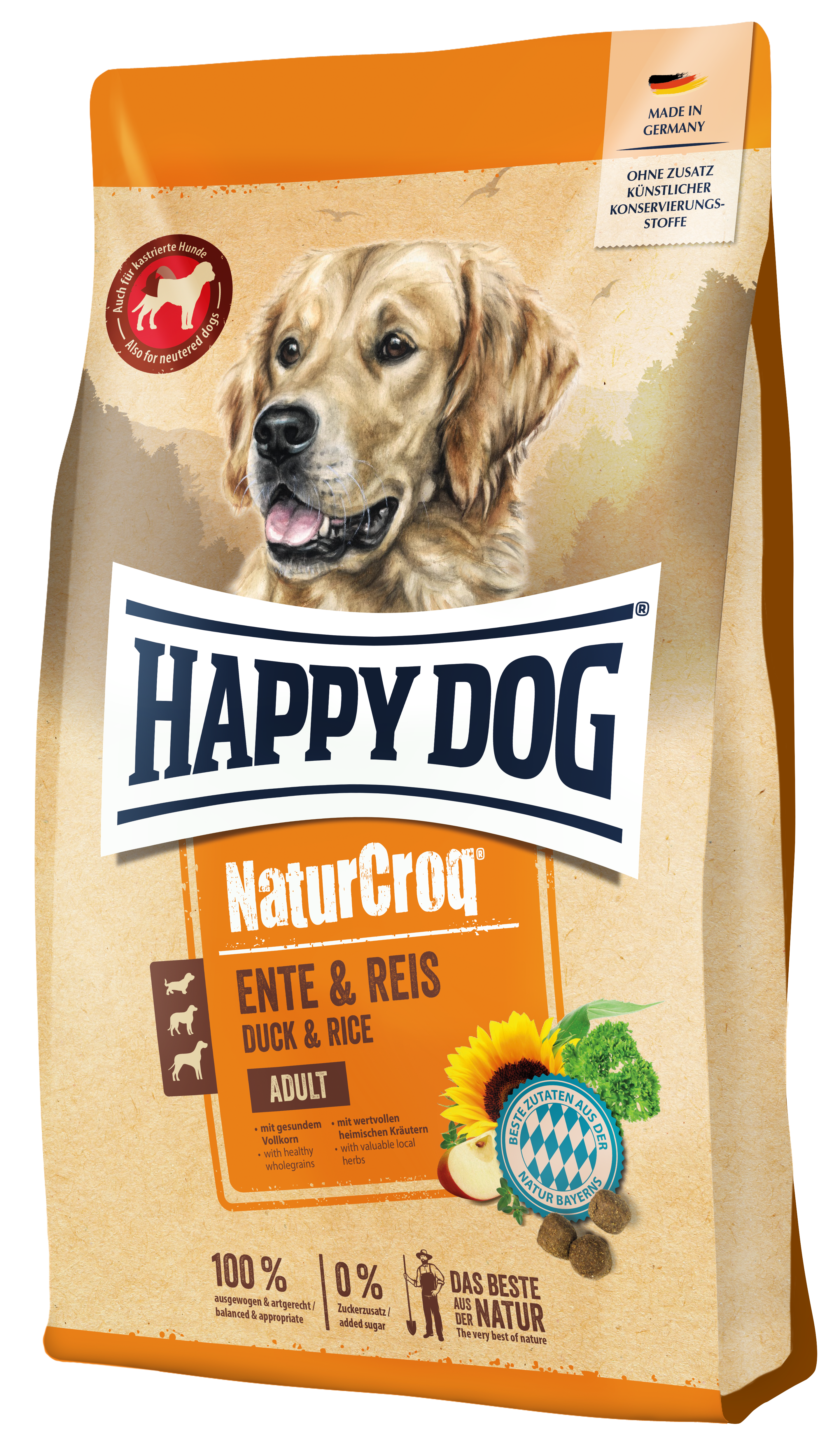 HAPPY DOG Hunde-Trockenfutter NaturCroq Ente & Reis