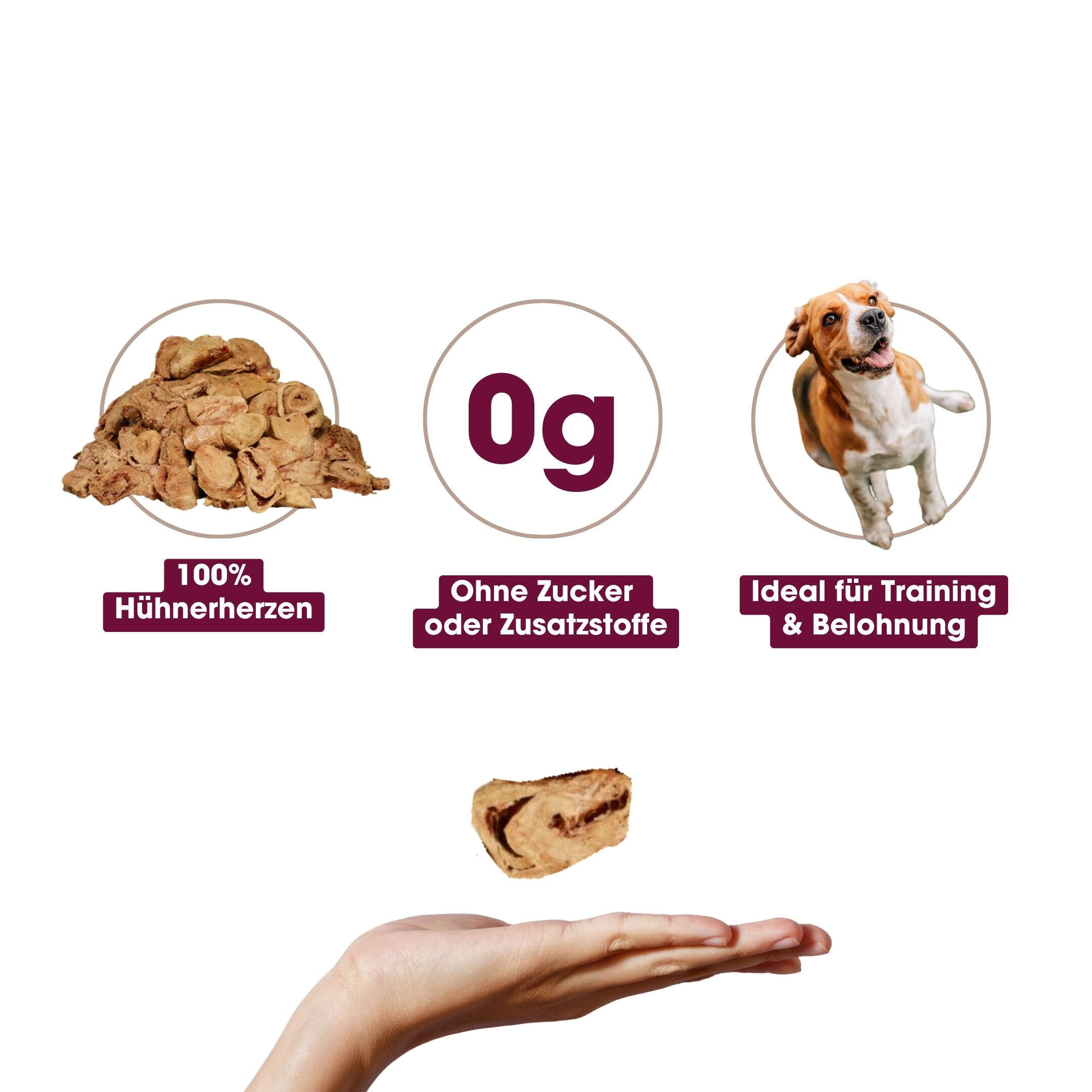 KAUDAS Hundeleckerli HühnerherzenPur Natursnack