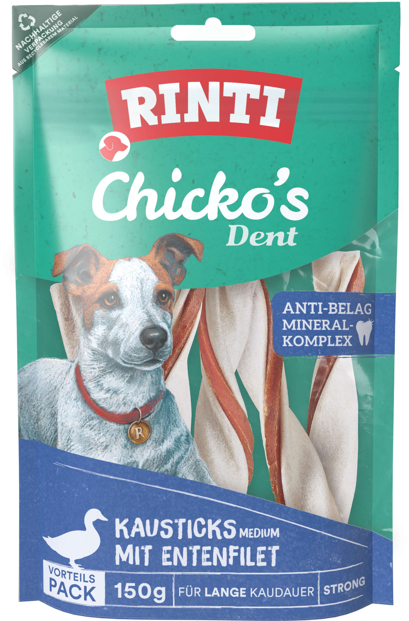 RINTI Hundeleckerlis Chicko Dent Medium mit Ente